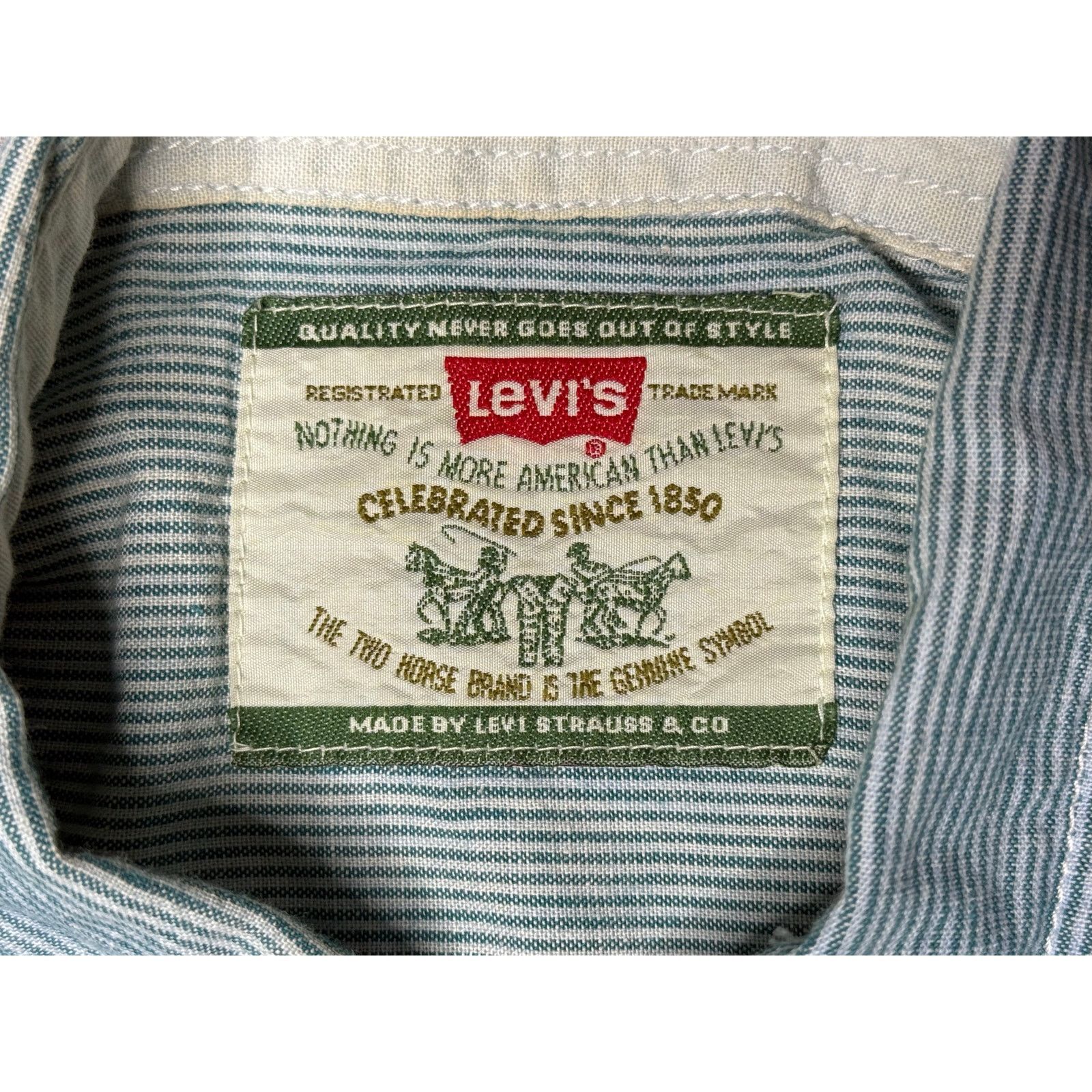 Levi's × Vintage Vintage 90s Levi’s Real Indigo Pinstripe Button Up Shirt M Size US M / EU 48-50 / 2 - 3 Thumbnail