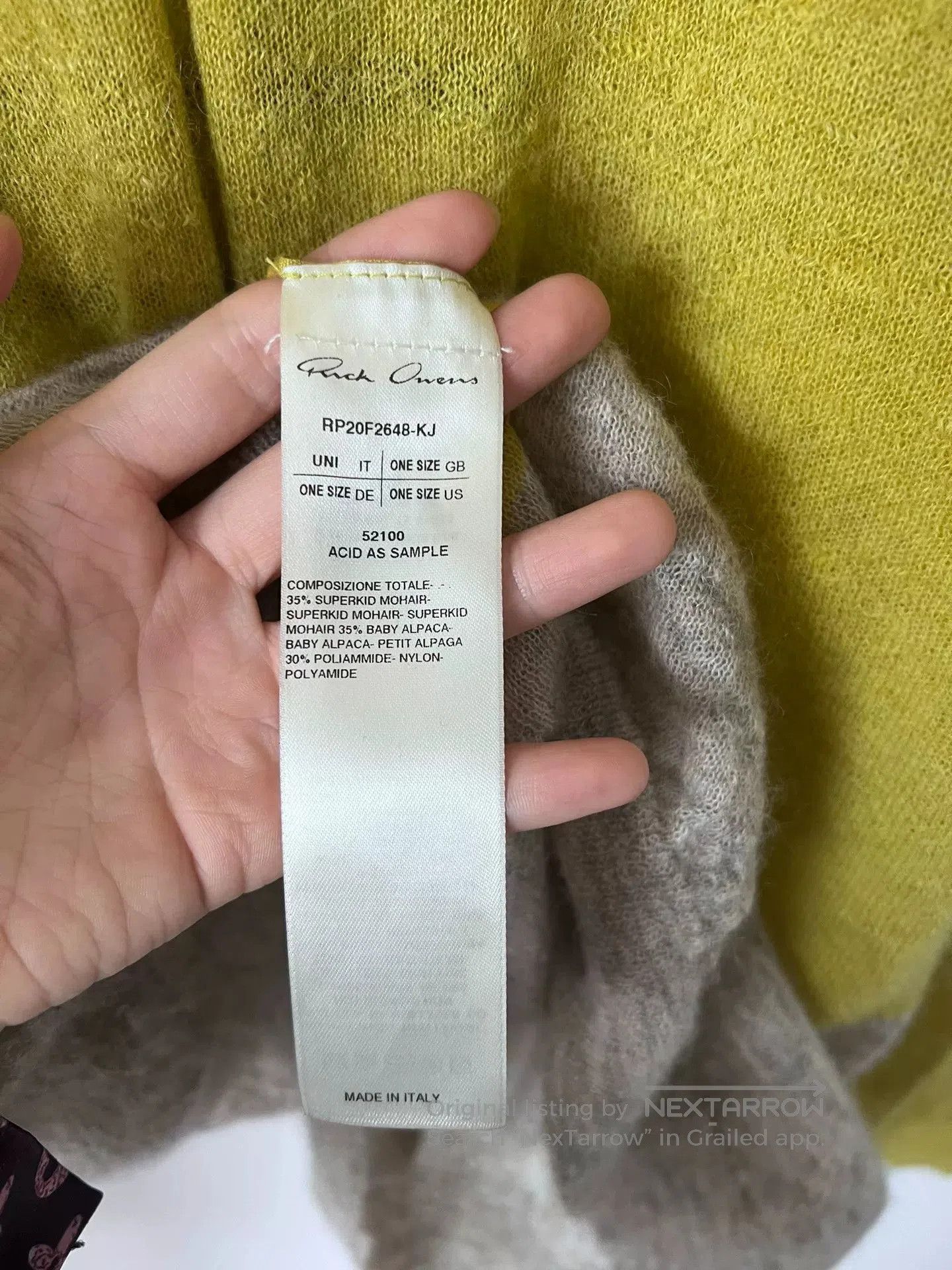 Rick Owens yellow striped oversized sweater. Size XXS / US 00 / IT 34 - 4 Thumbnail