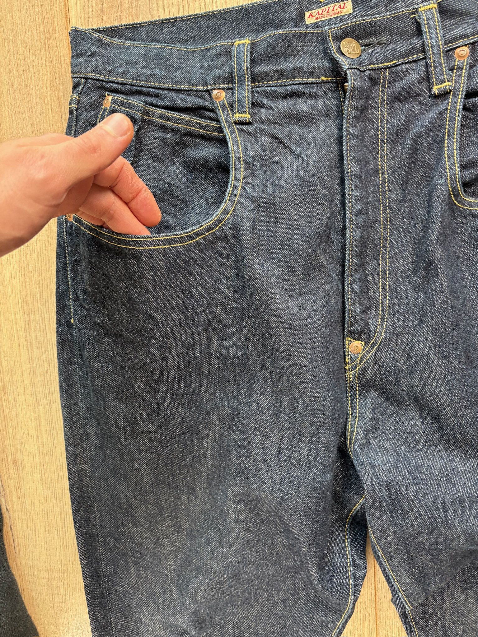 Kapital Denim Jeans Indigo Selvedge / Rope Detail Back Cinch