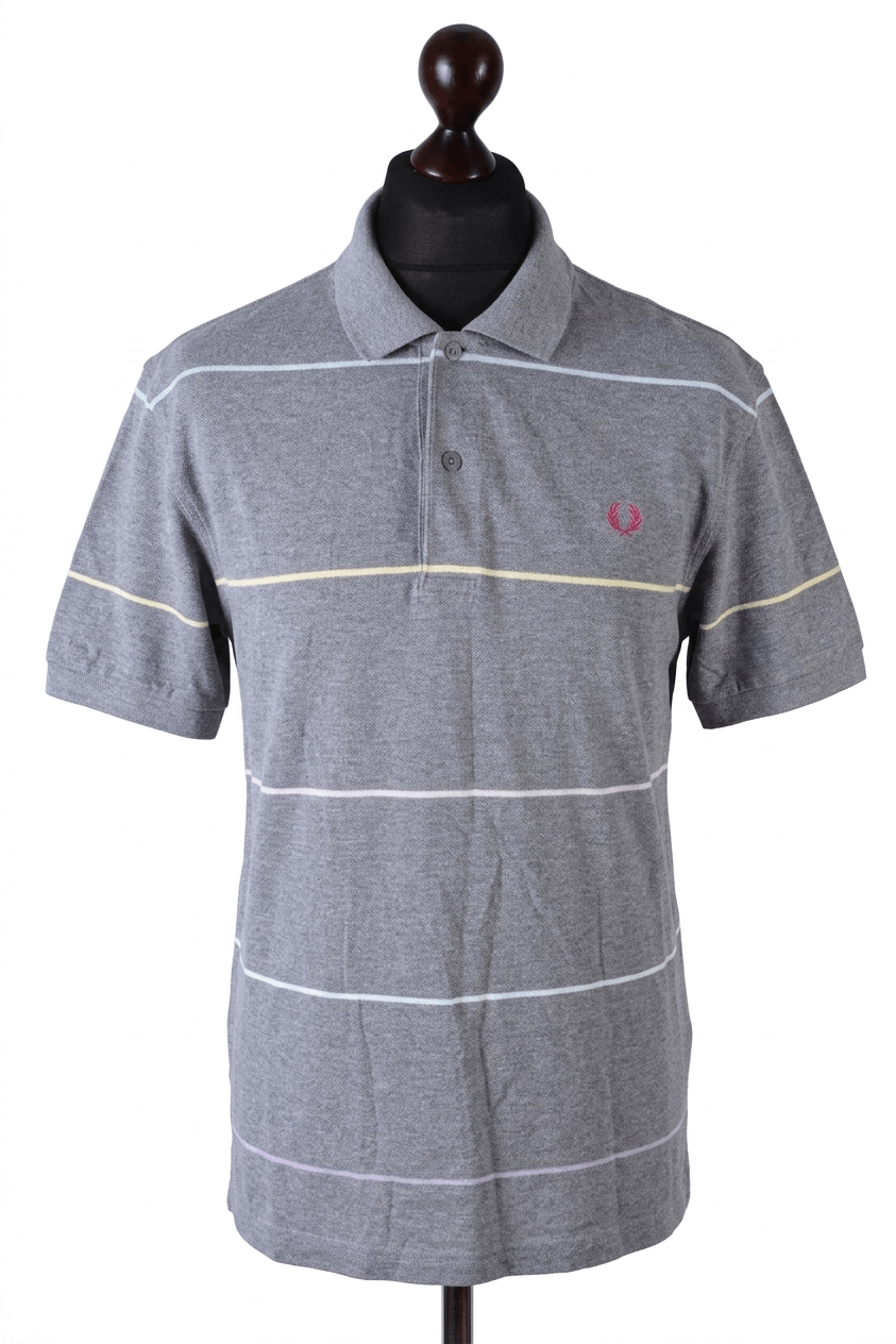 Fred Perry Fred Perry Striped Grey Cotton Polo Shirt L Size US L / EU 52-54 / 3 - 1 Thumbnail