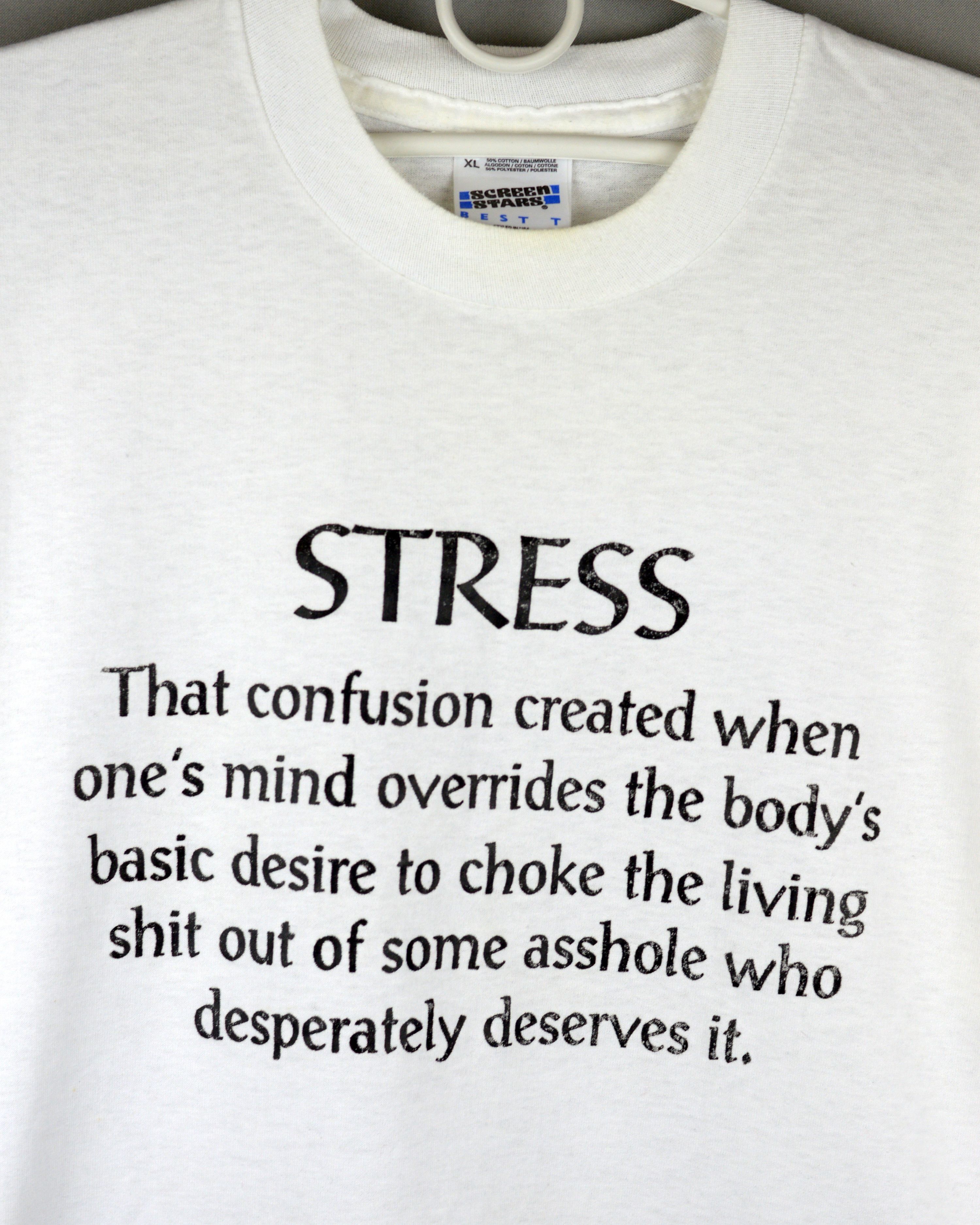 Vintage Vintage Stress 90s t shirt Size US XL / EU 56 / 4 - 2 Thumbnail