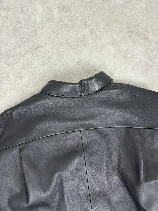 Acne Studios Acne Studios Black Leather Green Contrast Edges Shirt Jacket Size US M / EU 48-50 / 2 - 6 Thumbnail