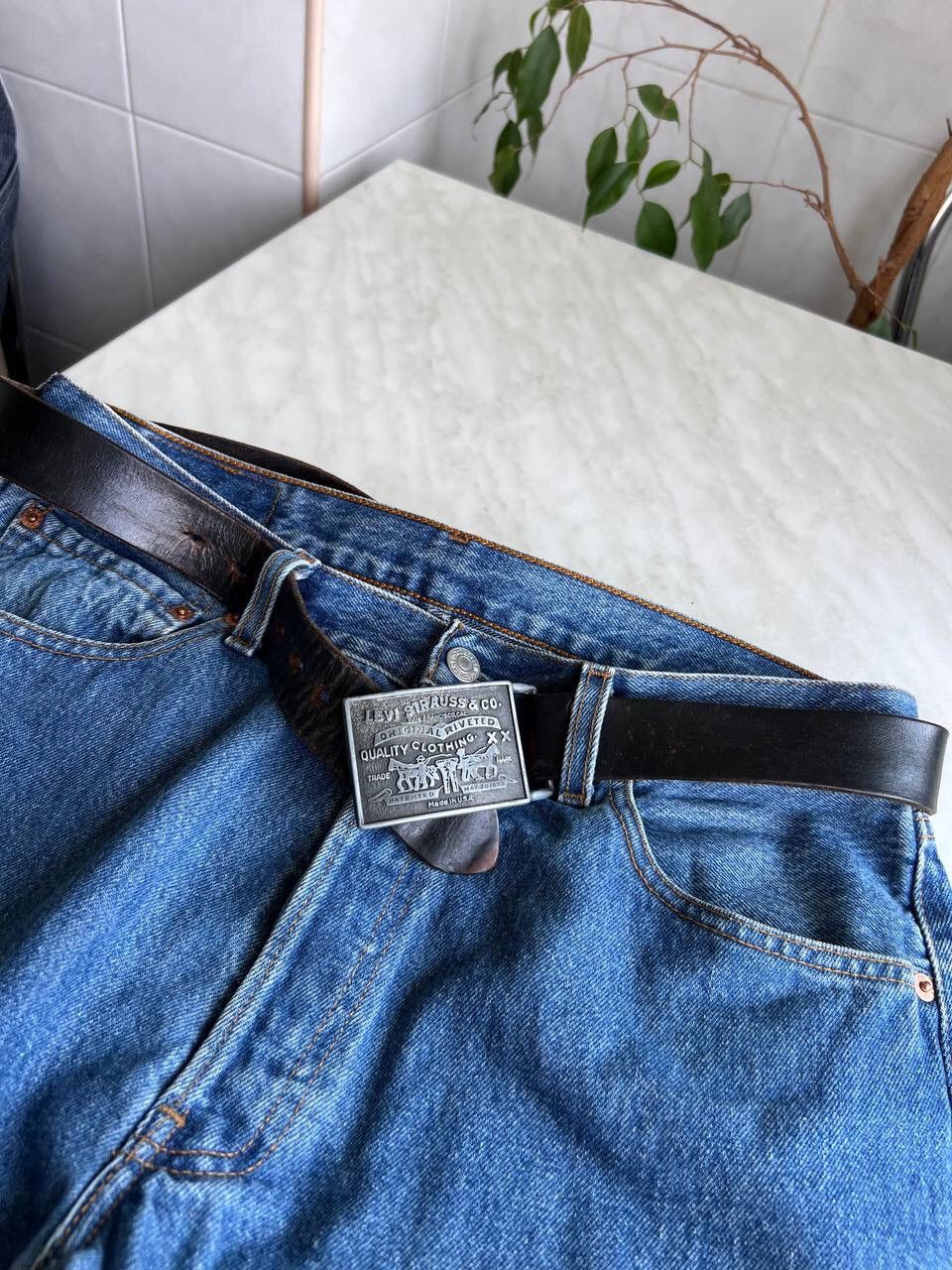 Levi's × Vintage Vintage 90s Levi's Leather belt Size ONE SIZE - 8 Thumbnail