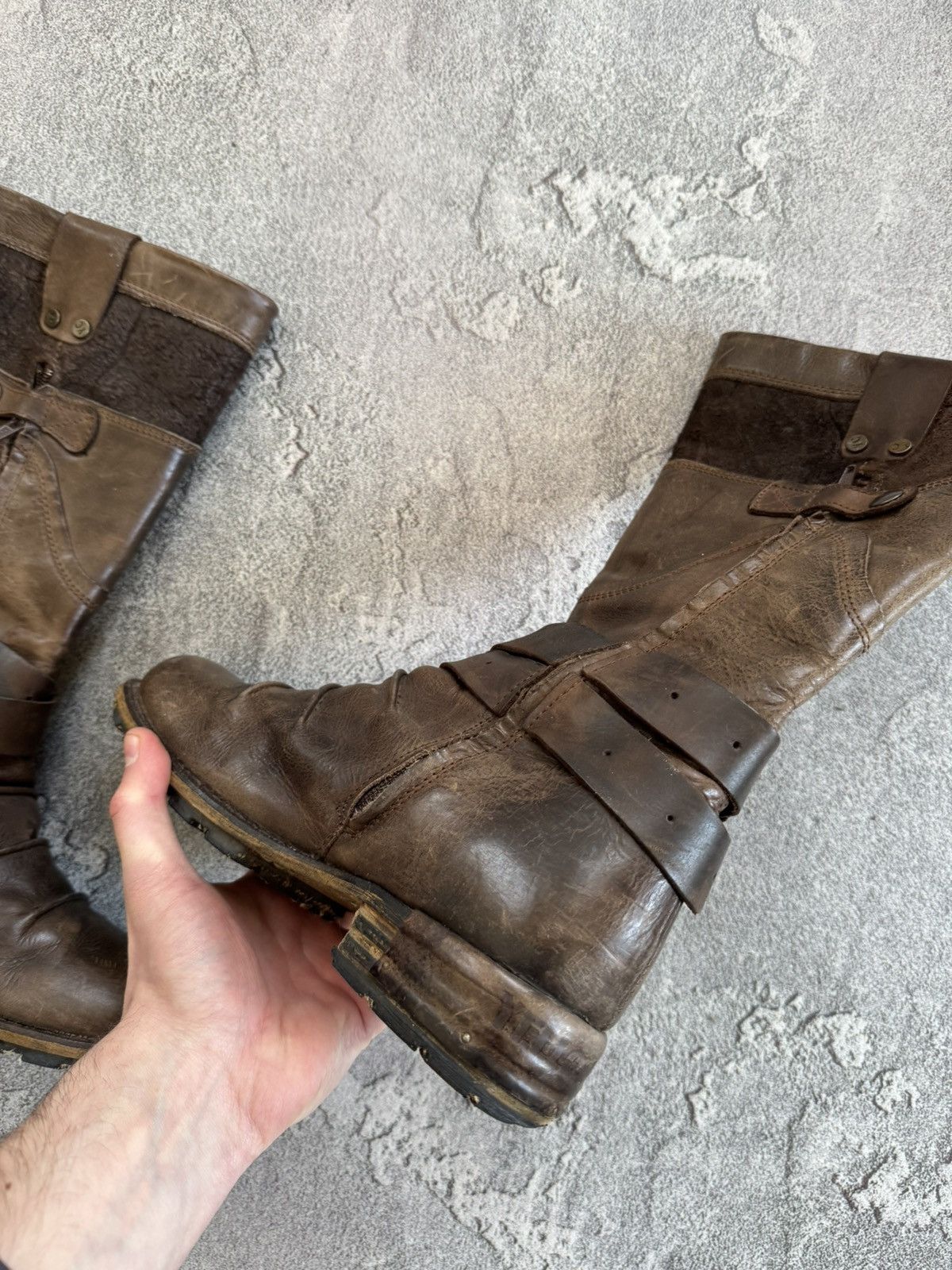 Designer × Vintage Yellow Cab 40size brown leather biker high shoes boots punk Size US 10 / IT 40 - 16 Thumbnail