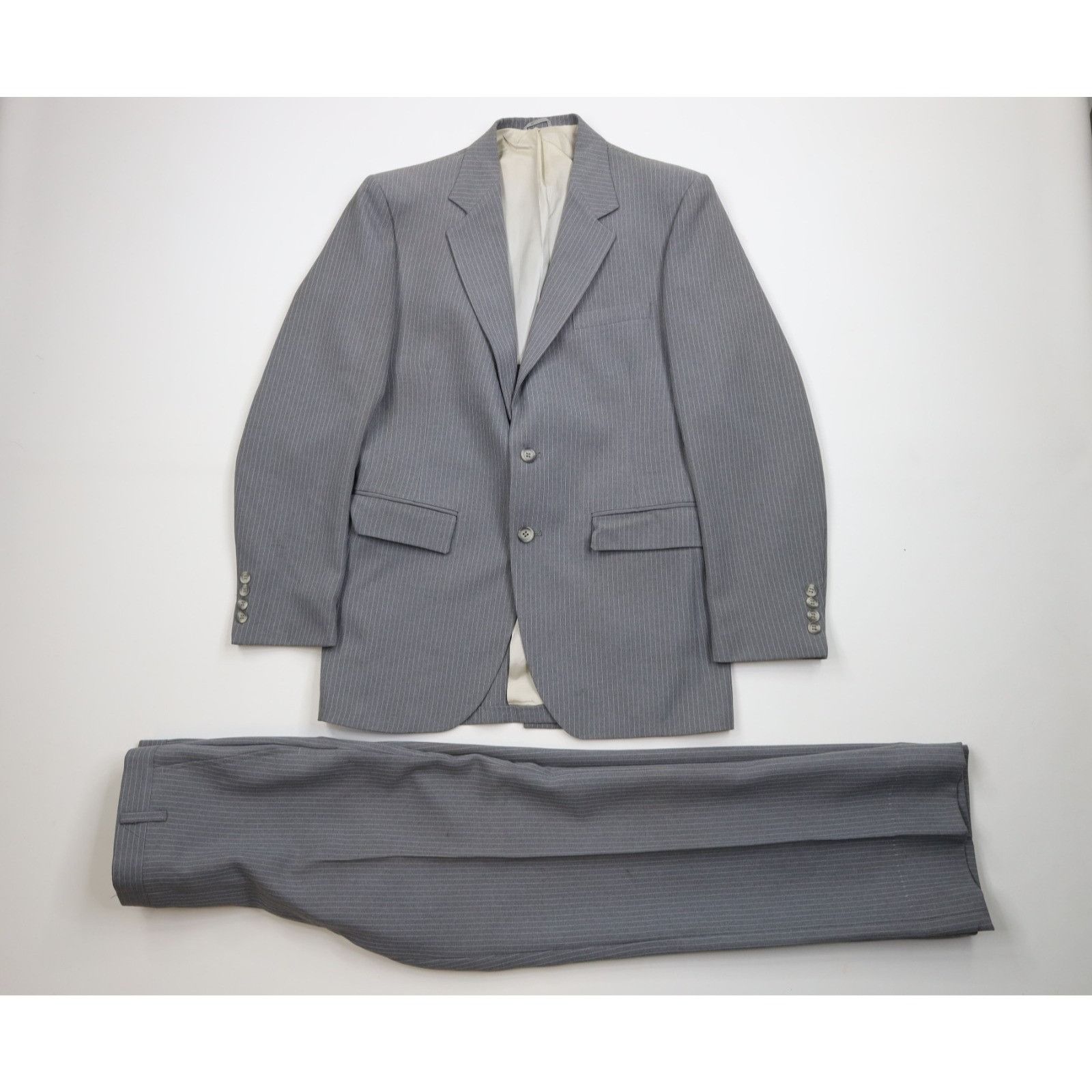 Vintage Vintage 70s Streetwear 2 Piece Knit Suit Wedding Gray Size 38R - 1 Thumbnail