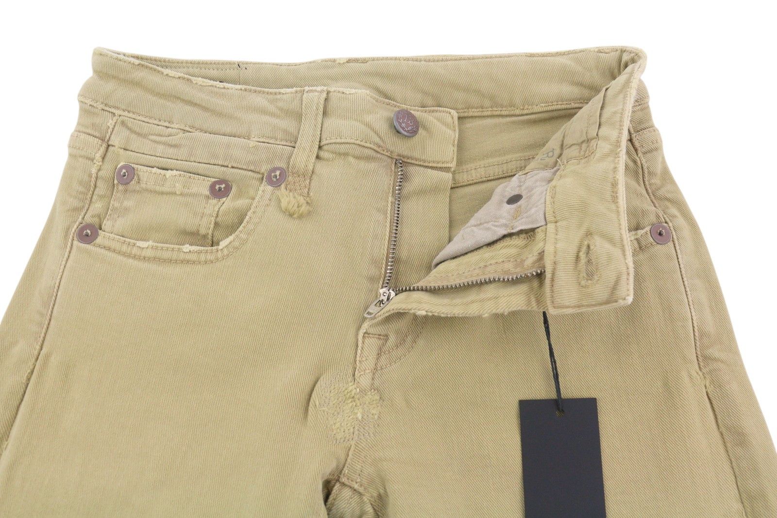 R13 BOY STRAIGHT 24 Khaki Stretchy Washed Ankle Logo 86292 Size 24" / US 00 / IT 34 - 5 Thumbnail
