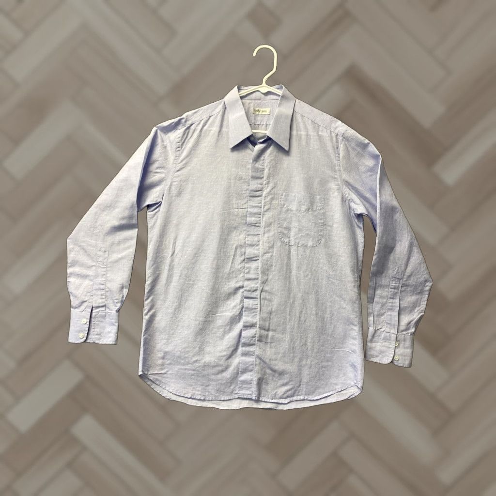 Vintage ASCOT CHANG Dress Shirt XL Blue Solid Long Sleeve Athletic Fit 100% Cotton Mens Size US XL / EU 56 / 4 - 1 Thumbnail