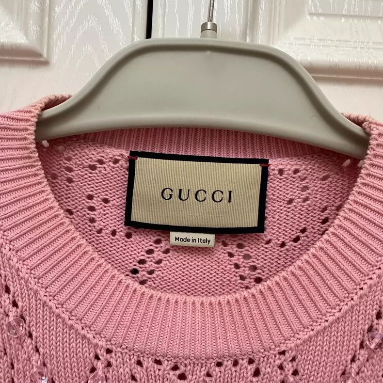 Gucci Gucci Hollow-out full-print logo short-sleeved knitwear 250 Size US L / EU 52-54 / 3 - 2 Thumbnail