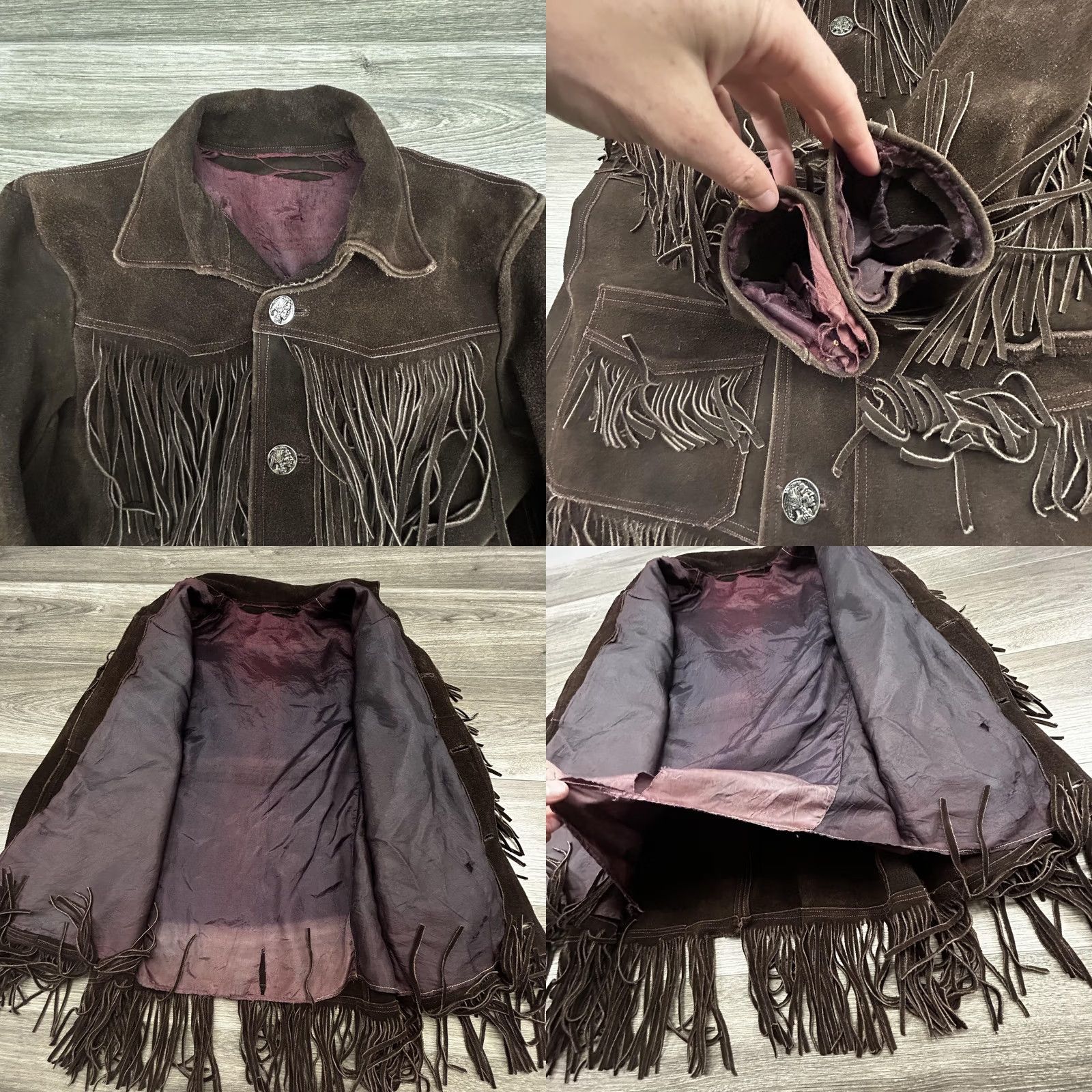 Vintage VINTAGE Suede Leather Fringe Jacket Mens Medium Brown Western Native Rancher 40s Jacket Coat Size US M / EU 48-50 / 2 - 8 Thumbnail