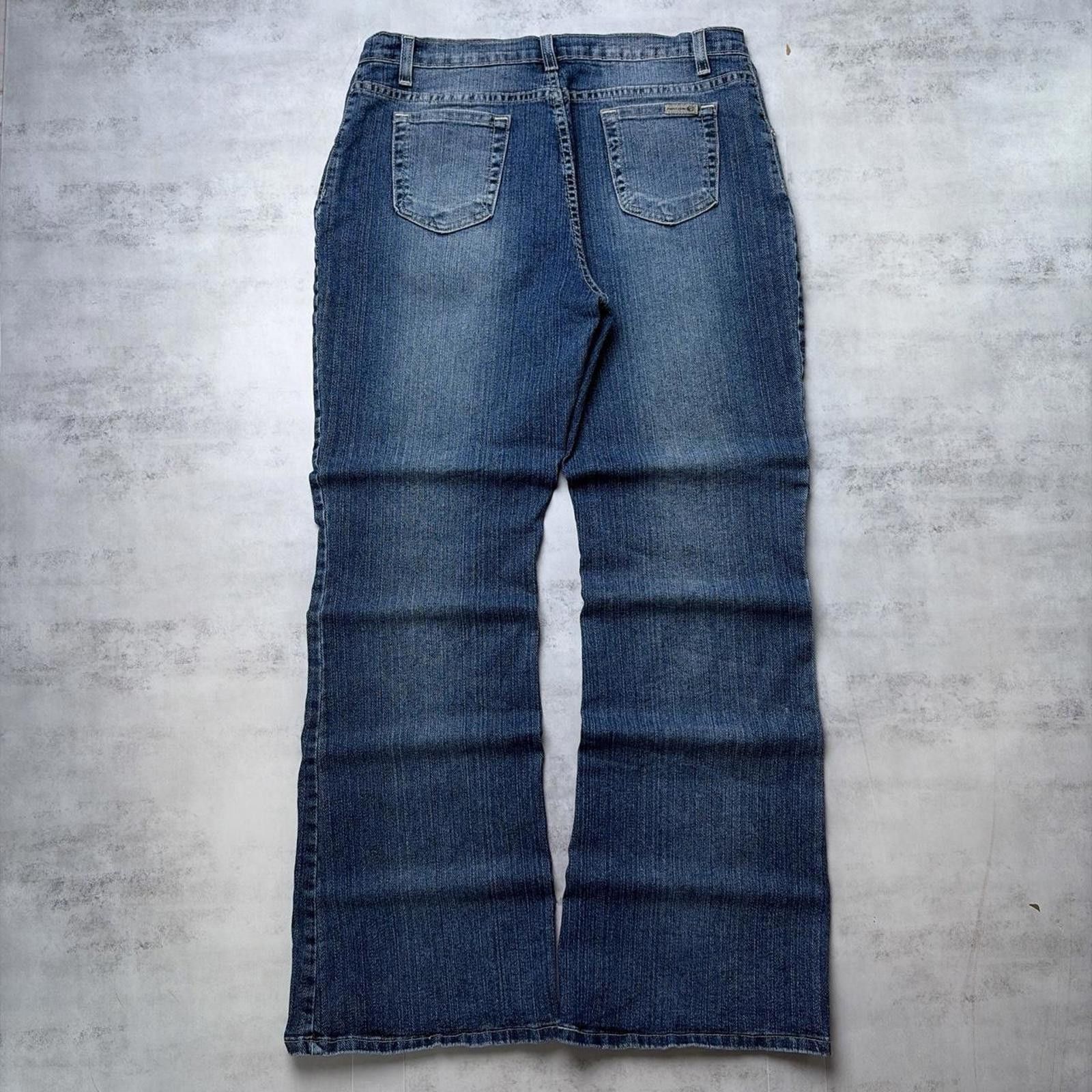 Point Zero Y2K Blue Point Zero Grunge Flared Wide Leg Denim Jeans Size 31" - 2 Thumbnail