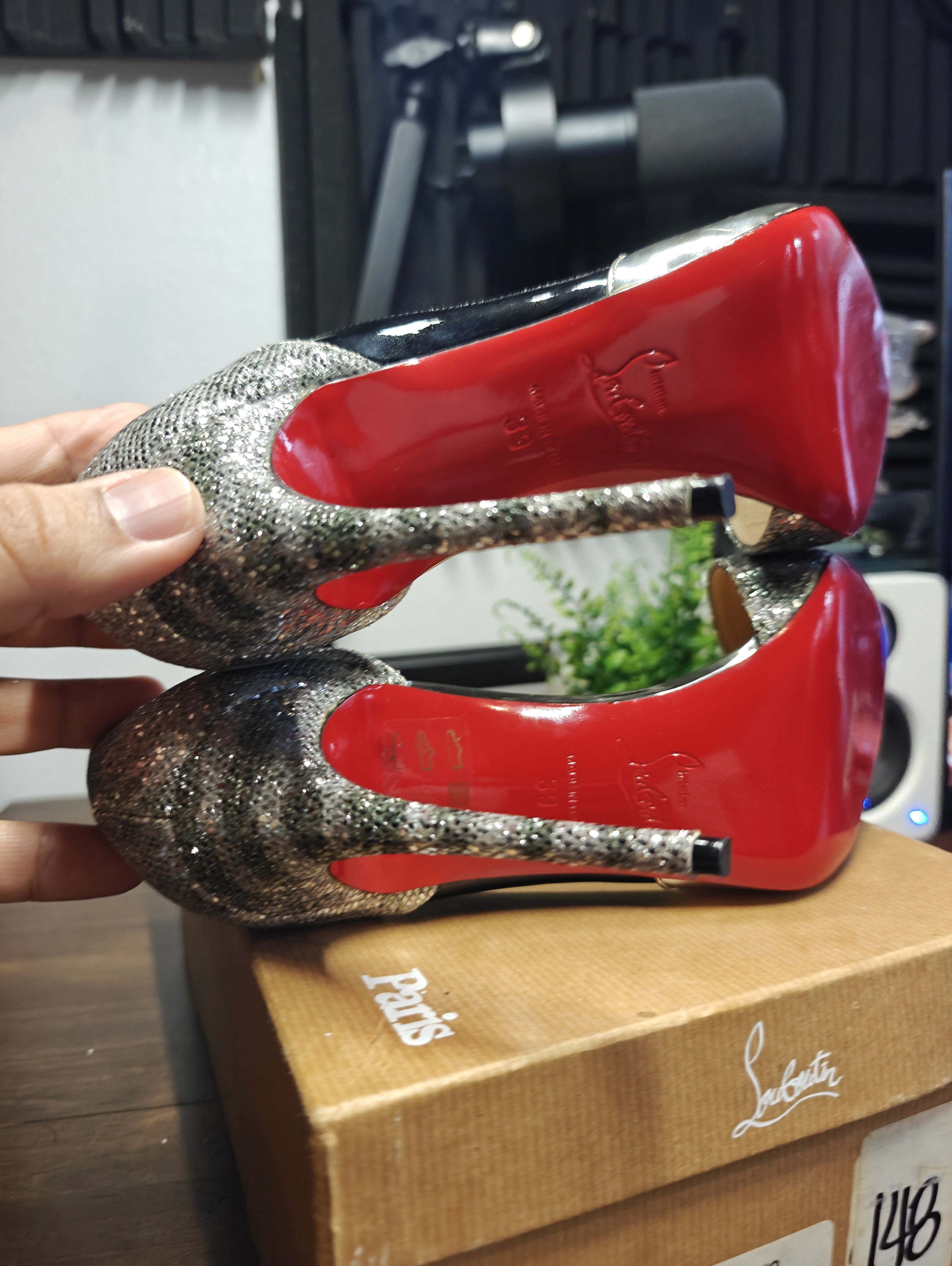 Christian Louboutin Christian Loubiton Tac Clac 100 Pat Glitter Sirene Specchio Size US 9 / IT 39 - 7 Thumbnail