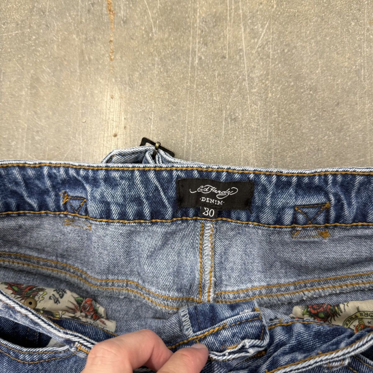 Ed Hardy Y2K Ed Hardy Wide Leg Baggy Jeans 30x30 Buckle Back Size US 30 / EU 46 - 6 Thumbnail
