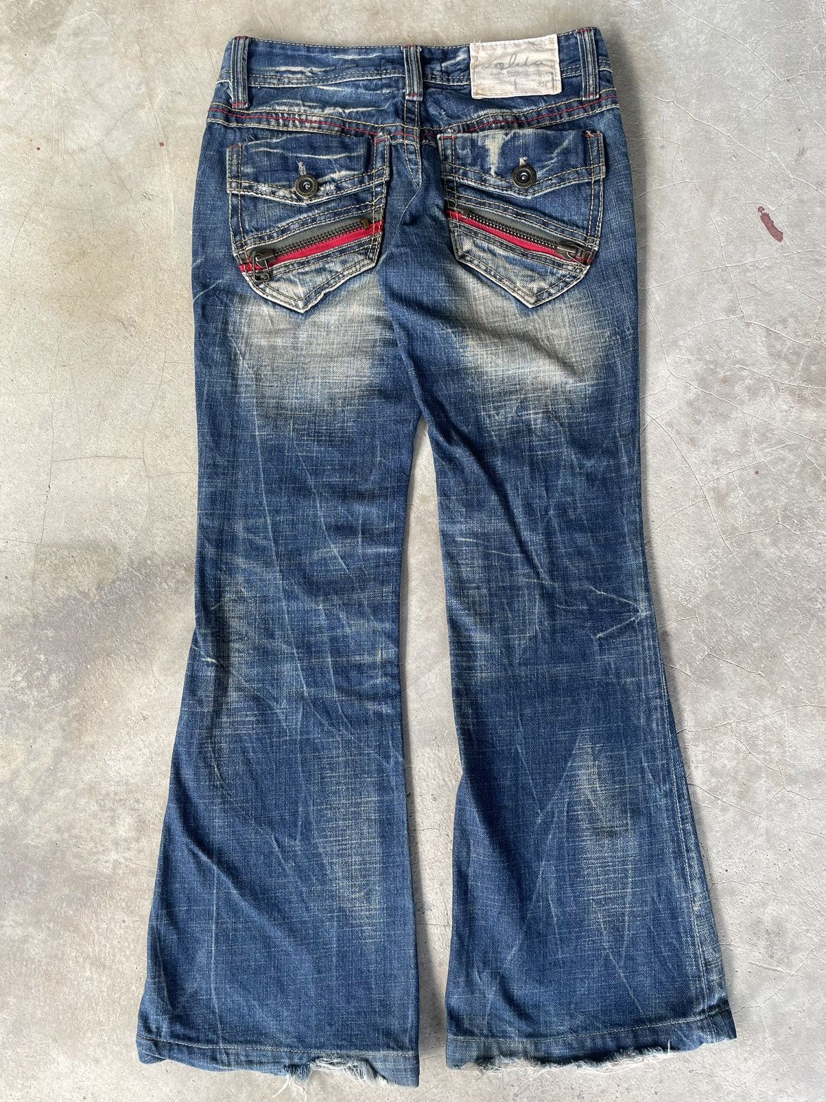Hysteric Glamour 🇯🇵 LOLITA Flare Bootcut Mudwash Distressed Exotic Denim Jeans Size 29" - 18 Thumbnail