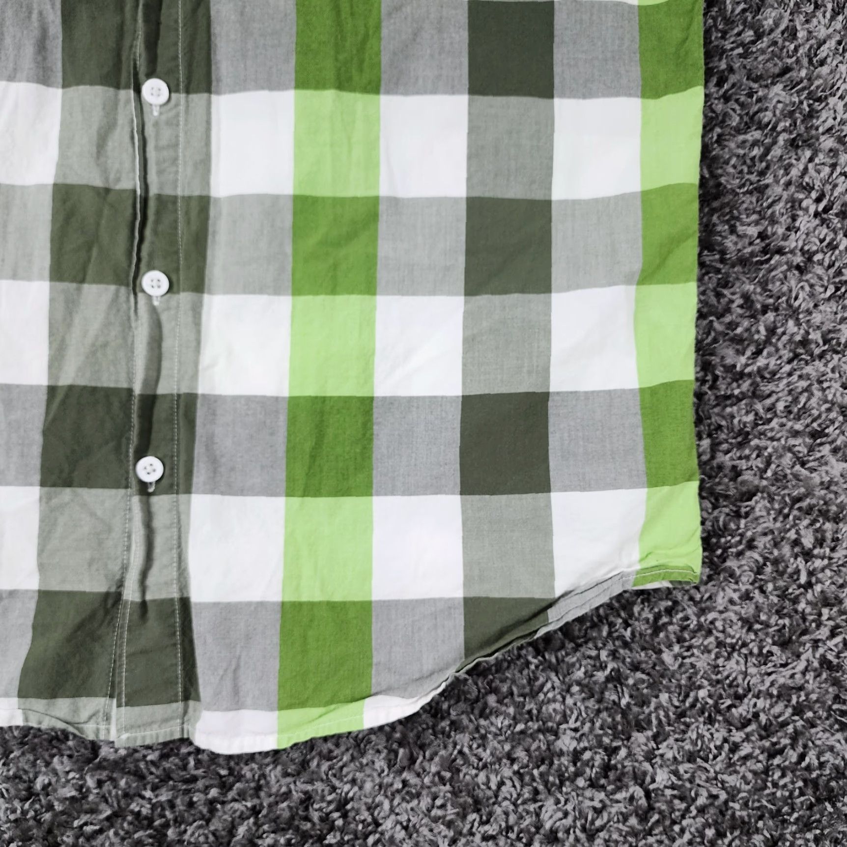 Vintage COLUMBIA Green Checkered Button-Up Shirt Adult Large Mens Short Sleeve Size US 33 - 2 Thumbnail