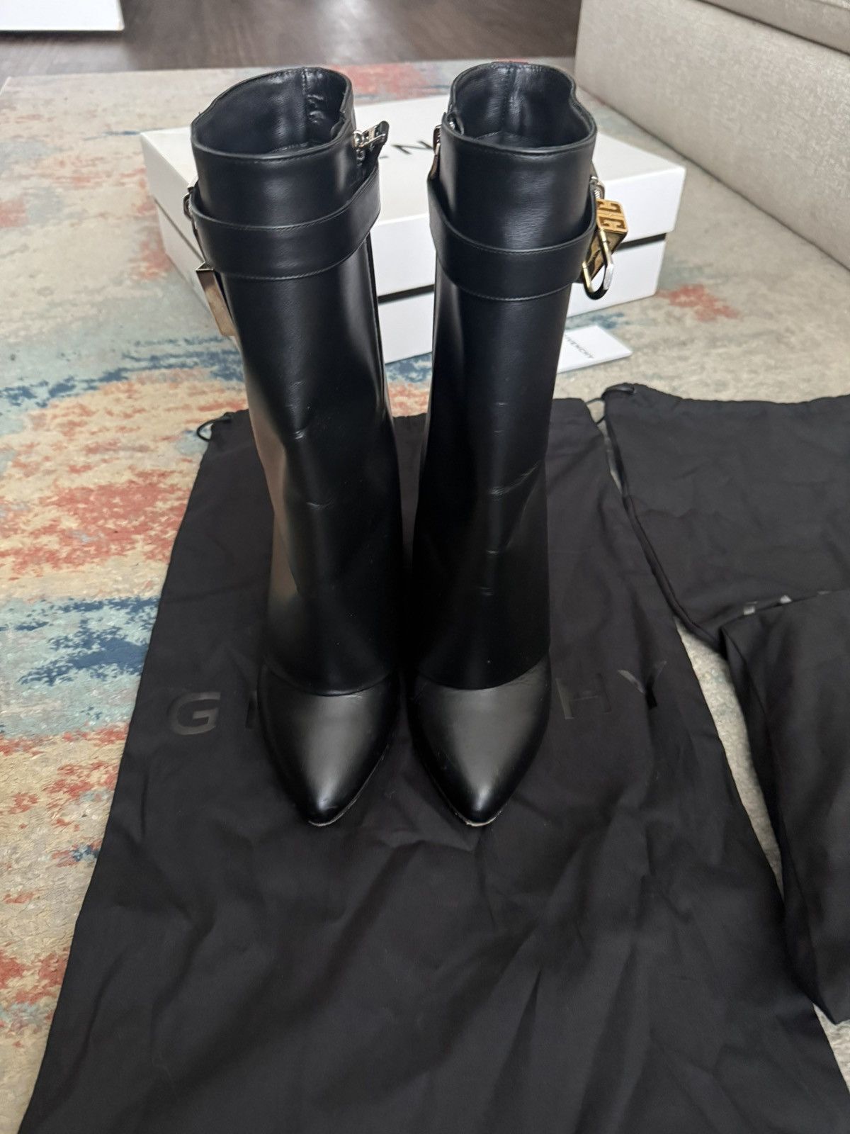 Givenchy Givenchy Shark Lock Black Leather Ankle Boots Size US 9 / IT 39 - 4 Thumbnail