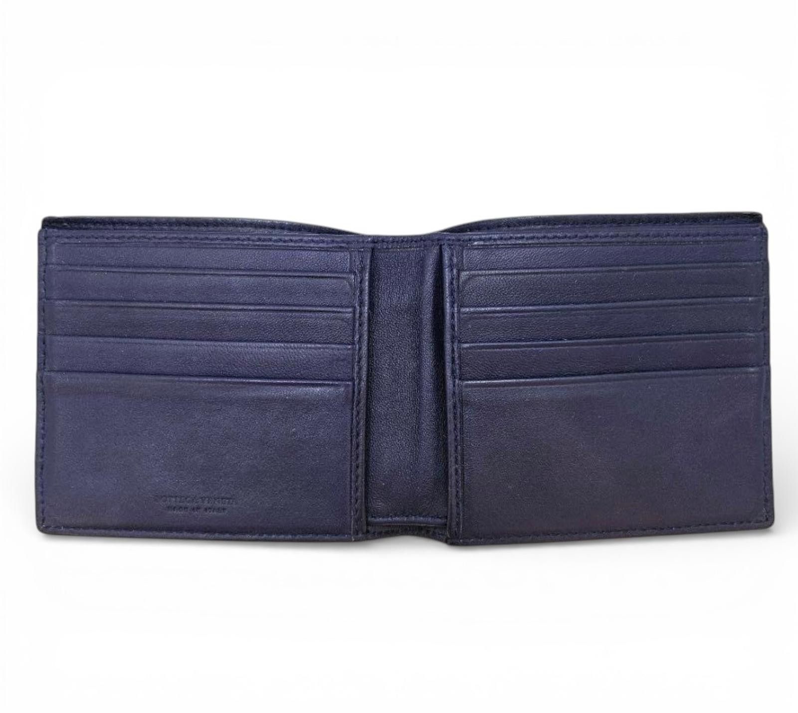 Bottega Veneta Bottega Veneta - Intrecciato Leather Wallet Navy Blue Size ONE SIZE - 4 Thumbnail