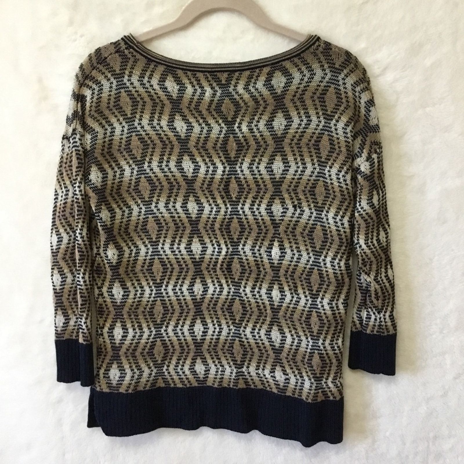 Club Monaco Club Monaco Brown Diamond-Patterned Knit Top Size S / US 4 / IT 40 - 7 Thumbnail