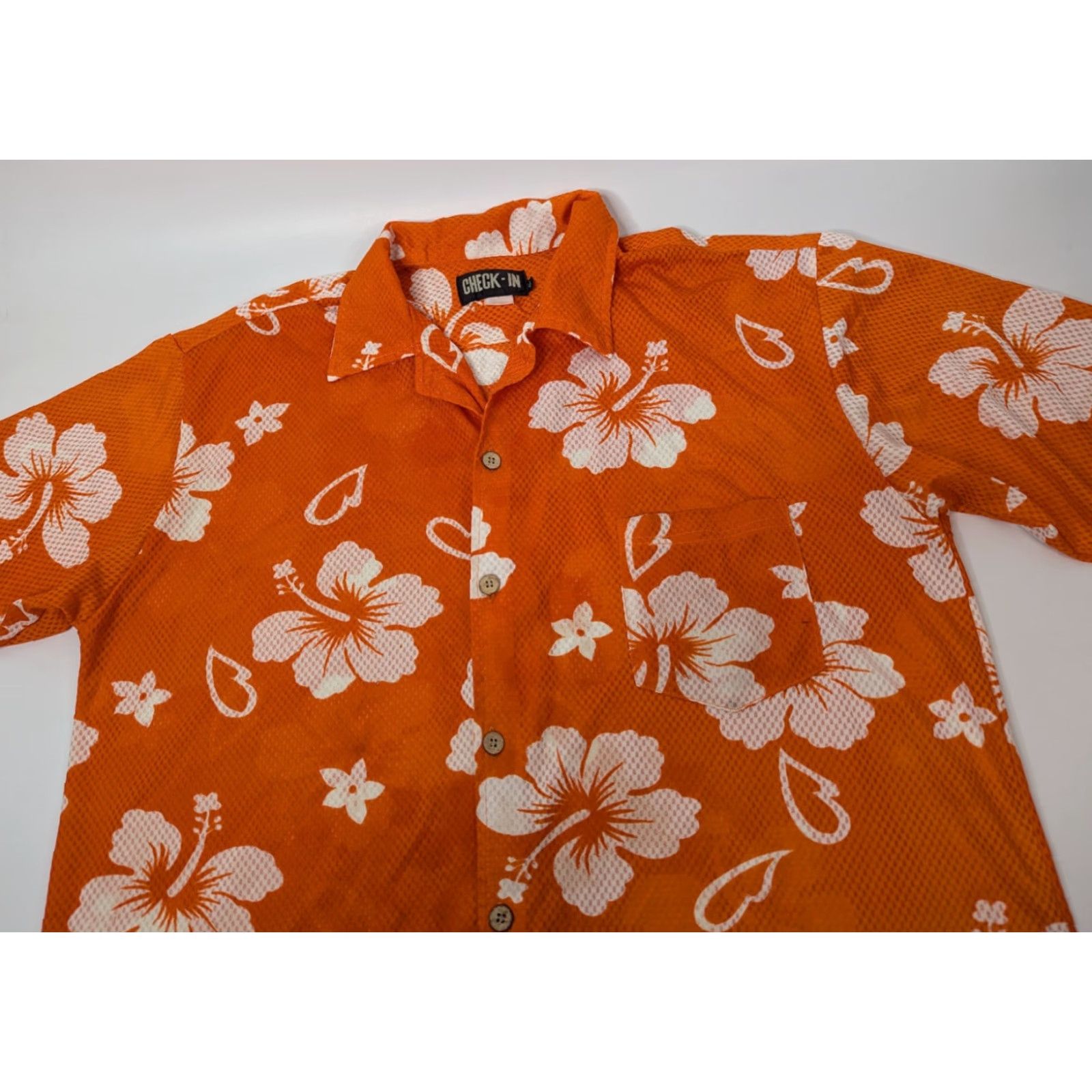 Vintage VINTAGE Check-In Men's Shirt Hawaiian Button-Up Orange XL Size US L / EU 52-54 / 3 - 2 Thumbnail