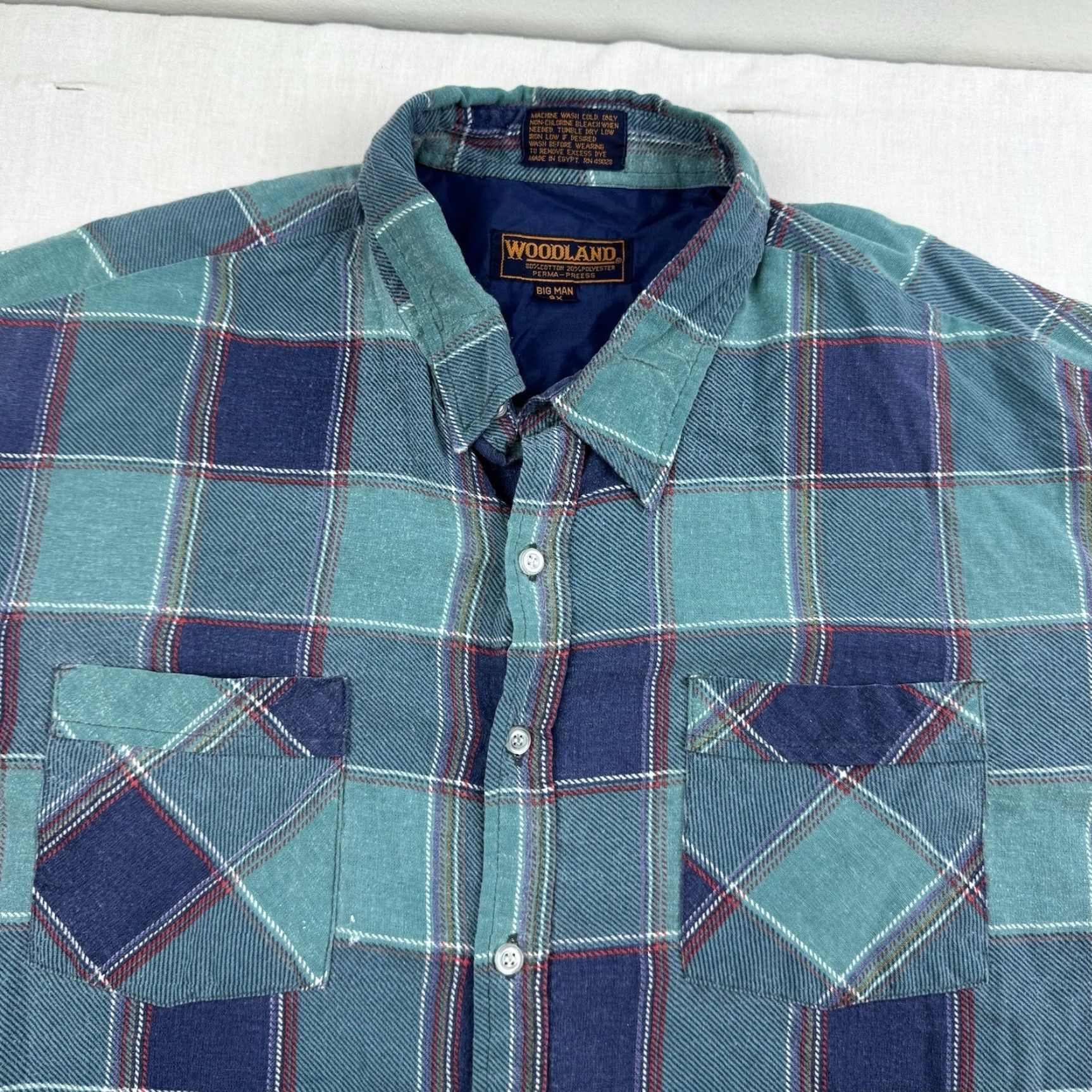 Vintage VINTAGE Woodland Flannel Shirt Adult 2XL Blue Plaid 90s Grunge Workwear Mens Size US XXL / EU 58 / 5 - 2 Thumbnail