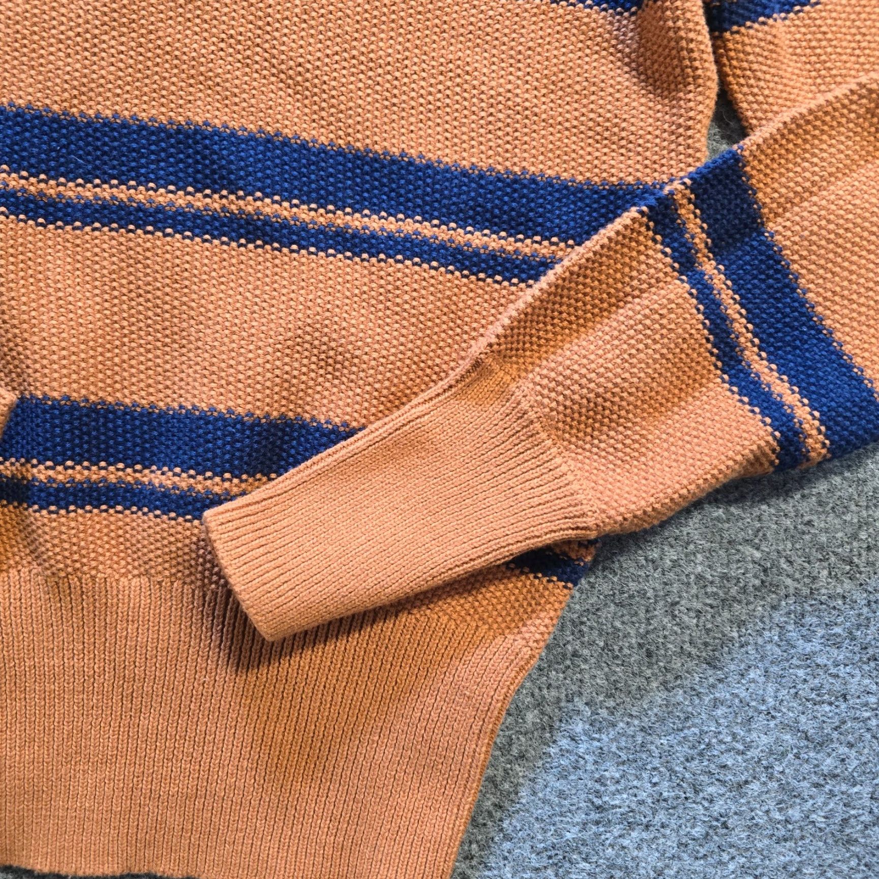 Gap GAP Sweater Womens XS Brown Blue Striped Mock Neck Textured Casual Capsule Pullover Size XS / US 0-2 / IT 36-38 - 3 Thumbnail