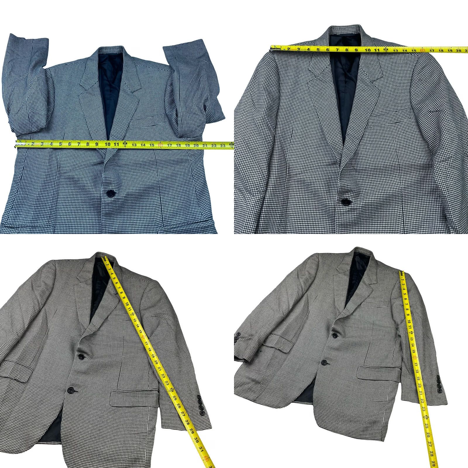Vintage Hickey Freeman Blazer 100% Cashmere Black Houndstooth Two-Button 42R Men’s Boardroom Ventless Regular Jacket Coat Size 42R - 8 Thumbnail