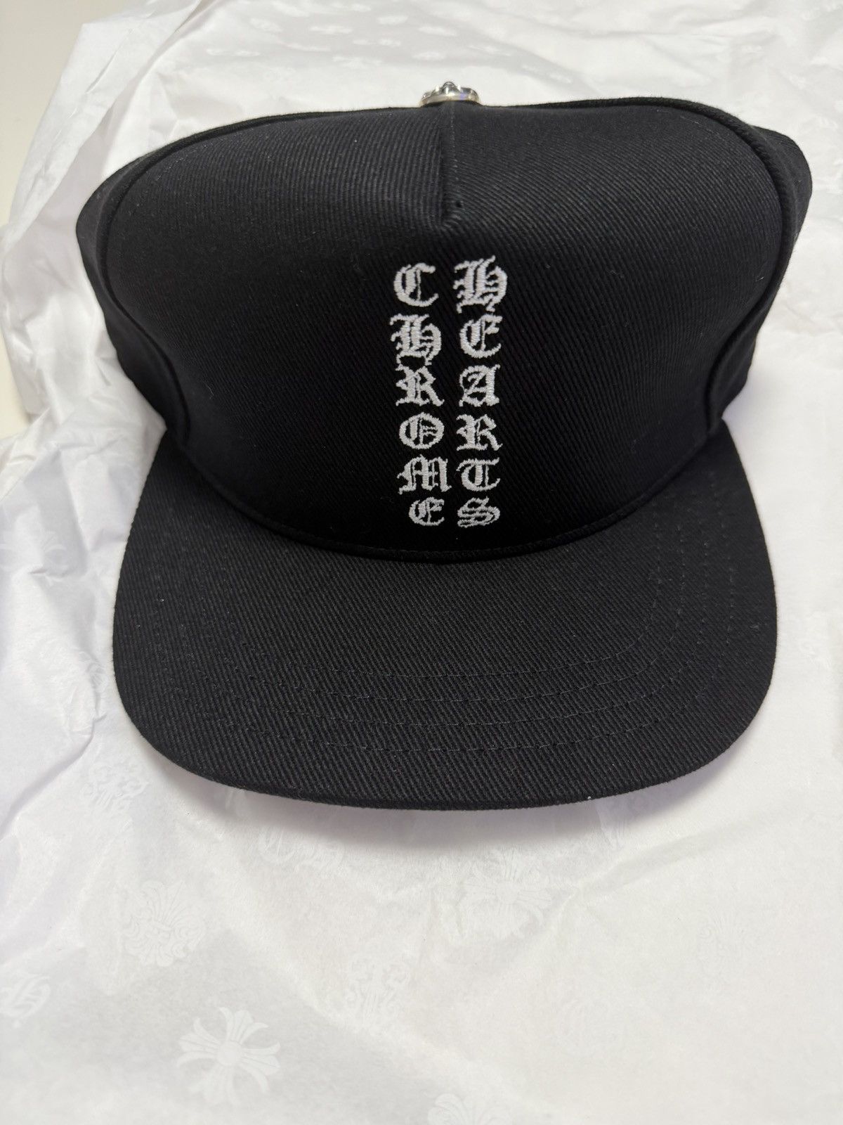 Chrome Hearts Chrome Hearts Vertical Logo Hat Black denim | Grailed