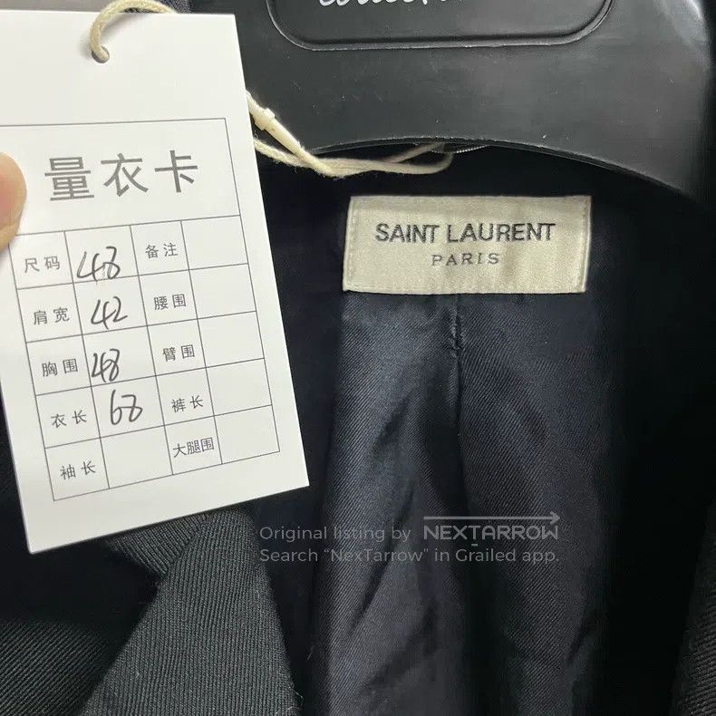 Saint Laurent Paris Saint Laurent Paris Black Solid Color Lapel Jacket Size US M / EU 48-50 / 2 - 2 Thumbnail