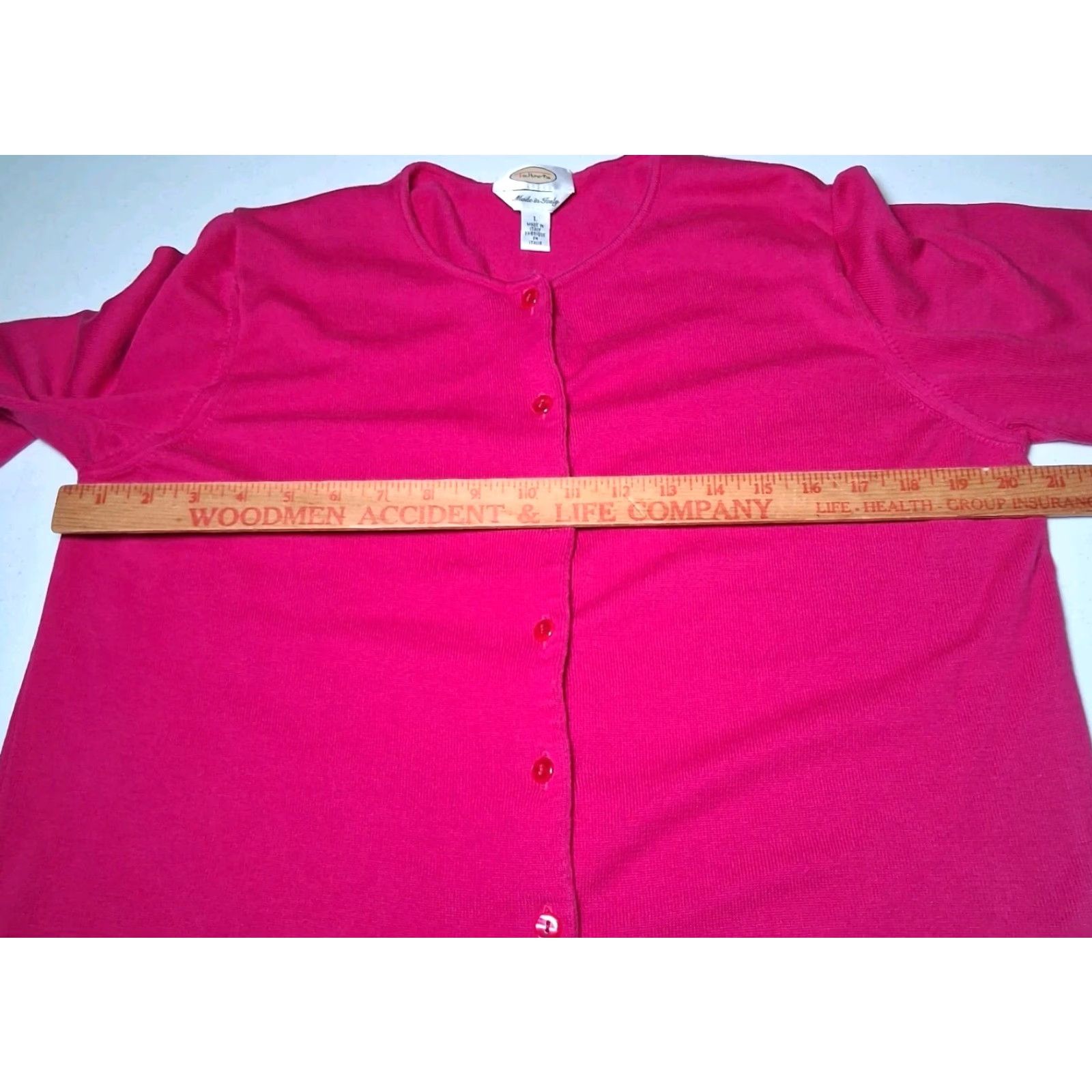 Talbots VINTAGE Talbots Cardigan Sweater Large Pink Magenta Cotton Button Up Italy Size L / US 10 / IT 46 - 3 Thumbnail