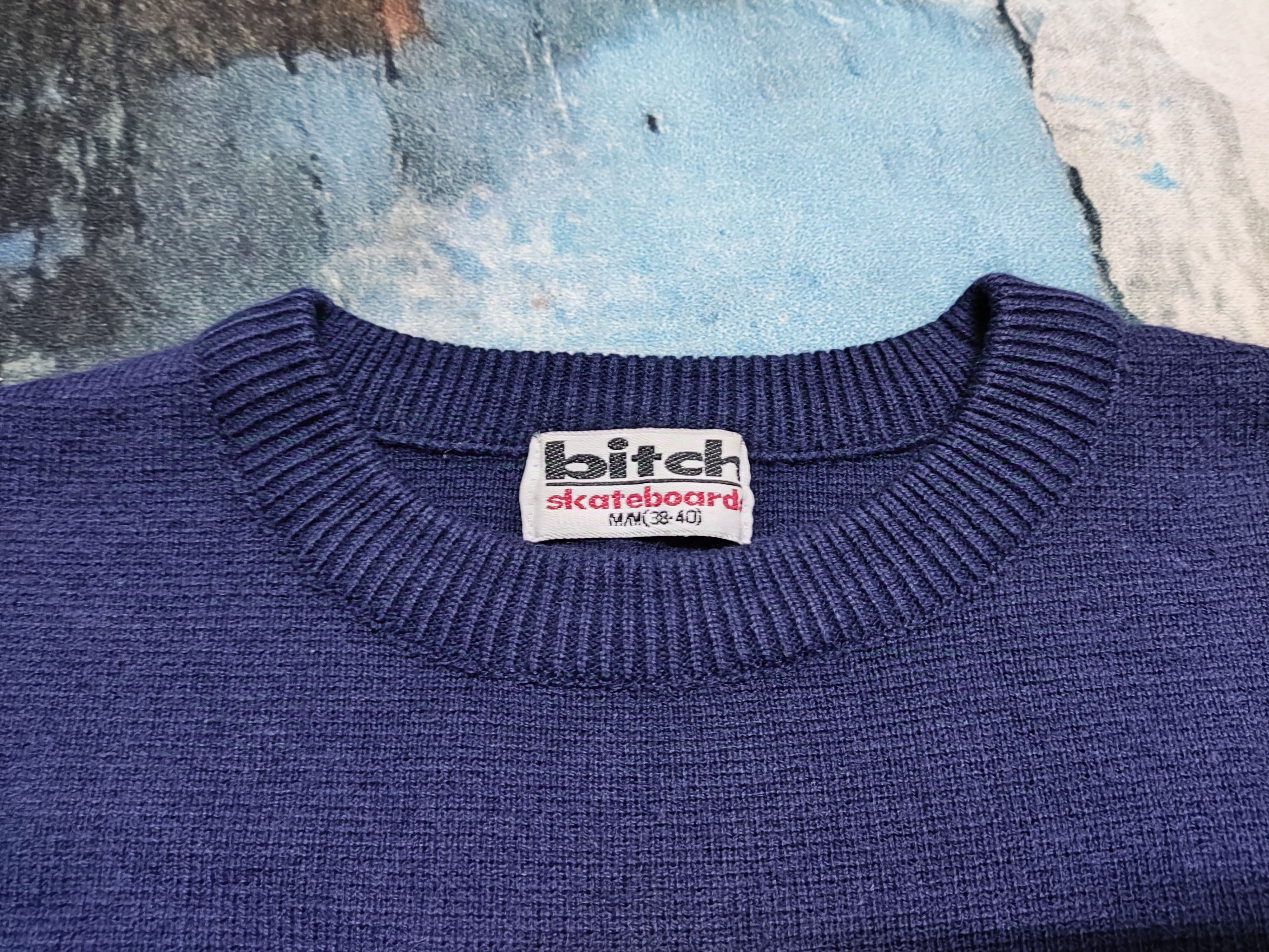 Girl Skateboards × Hook-Ups × Powell Peralta Vintage 90s BITCH Skateboard Rainbow Sweatshirt Knitwear Size US M / EU 48-50 / 2 - 5 Thumbnail