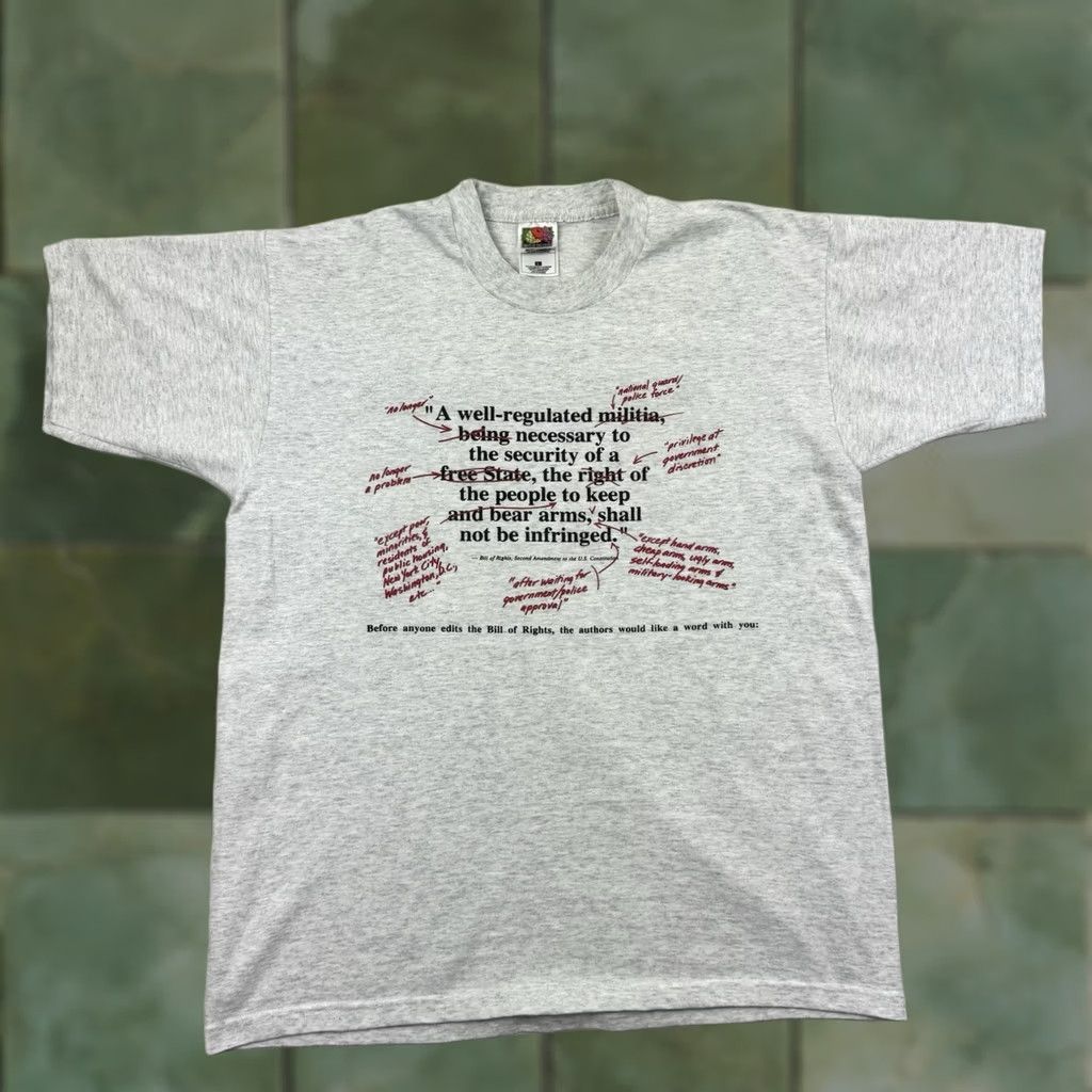 Fruit Of The Loom VINTAGE Bill Of Rights Second Amendment T Shirt Adult Large Gray Polyester, Cotton USA 90s Funny Patriotic Mens Brand: Fruit of the Loom Size US L / EU 52-54 / 3 - 1 Thumbnail