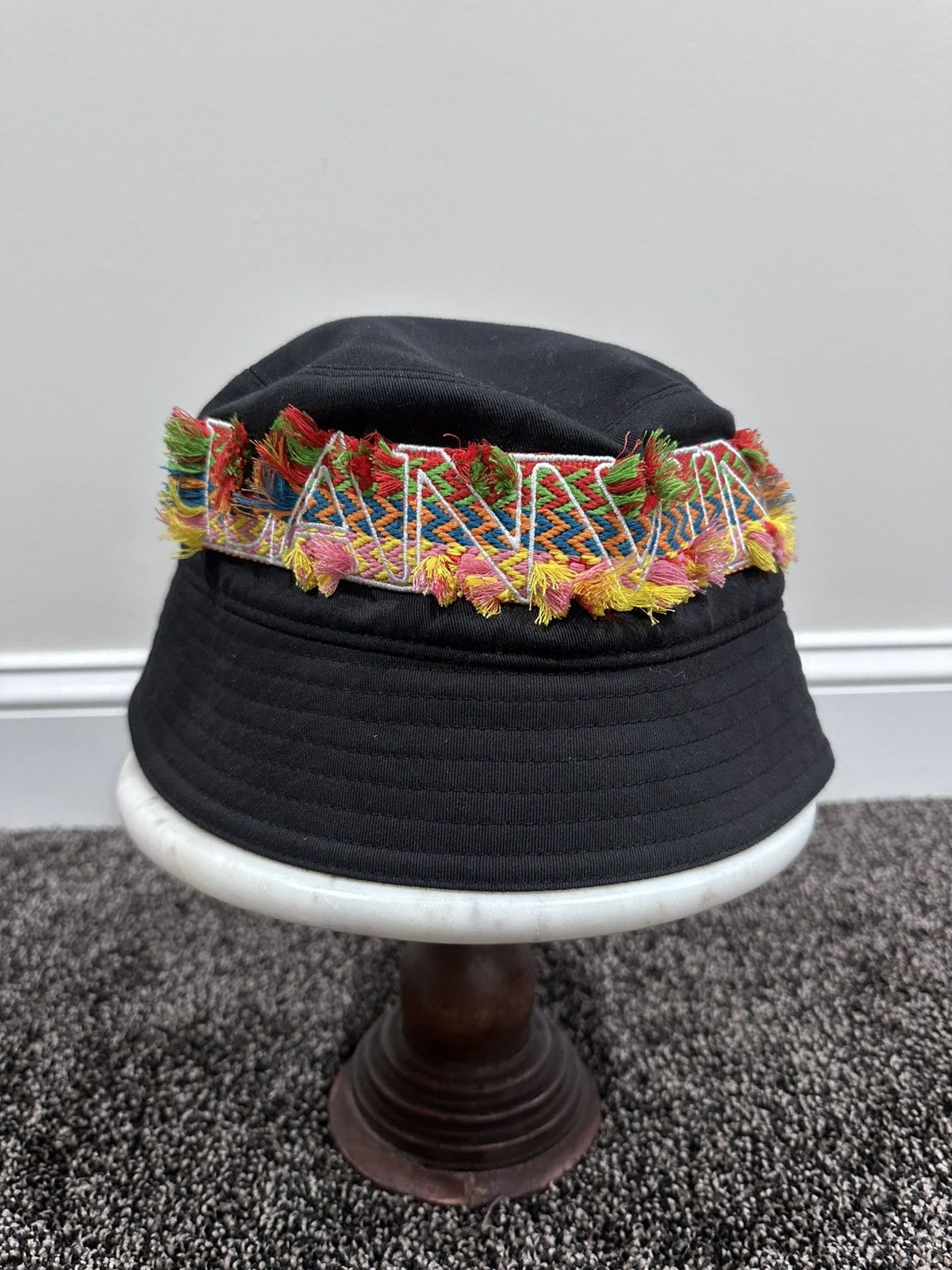 Lanvin Lanvin Curb Embroidered Logo Bucket Black Hat Size ONE SIZE - 2 Thumbnail