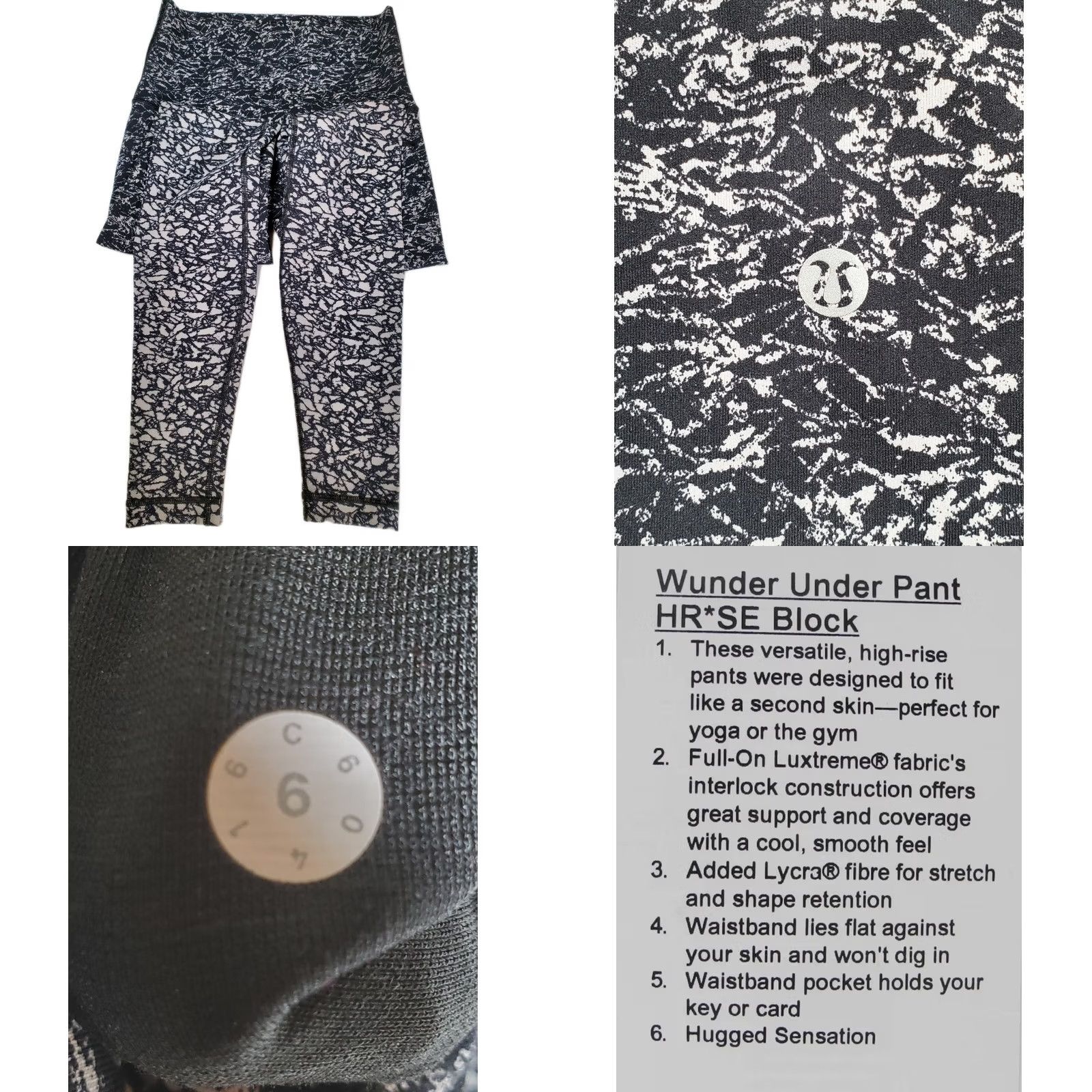 Lululemon Lululemon Compression Womens 6 ice breaker white black Wunder Under Pant Rise Block Women Size 28" / US 6 / IT 42 - 7 Thumbnail