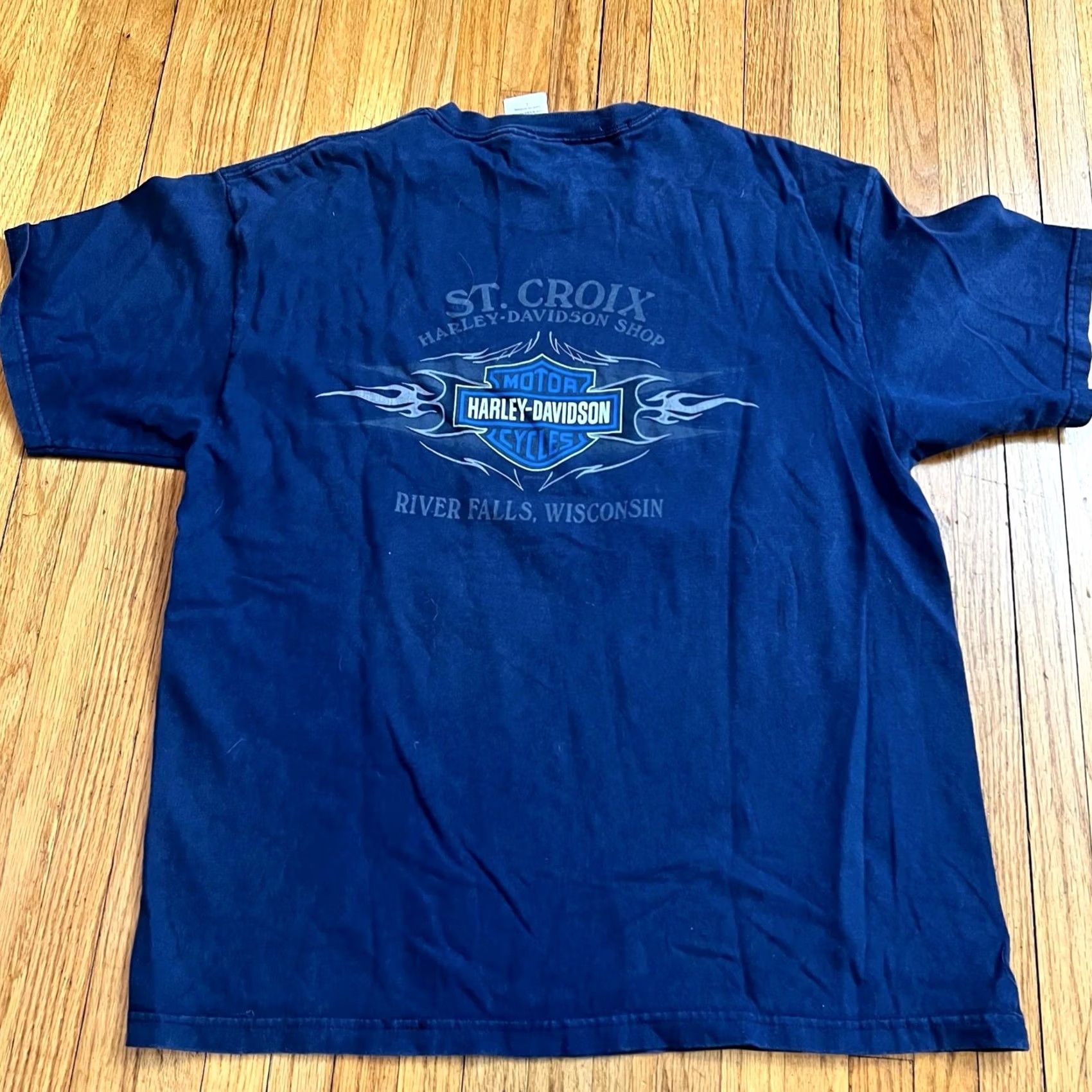 Harley Davidson Harley-Davidson Shirt Mens Large Blue USA Made St. Croix Wisconsin Jester L Tshirt Size US L / EU 52-54 / 3 - 3 Thumbnail