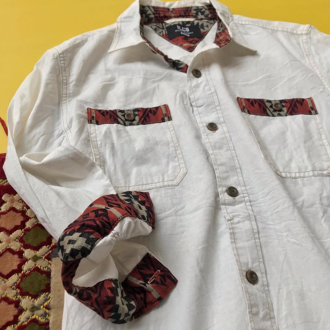 Japanese Brand Ills Shirt japan white colorway navajo shirt Iconic Size US M / EU 48-50 / 2 - 5 Thumbnail