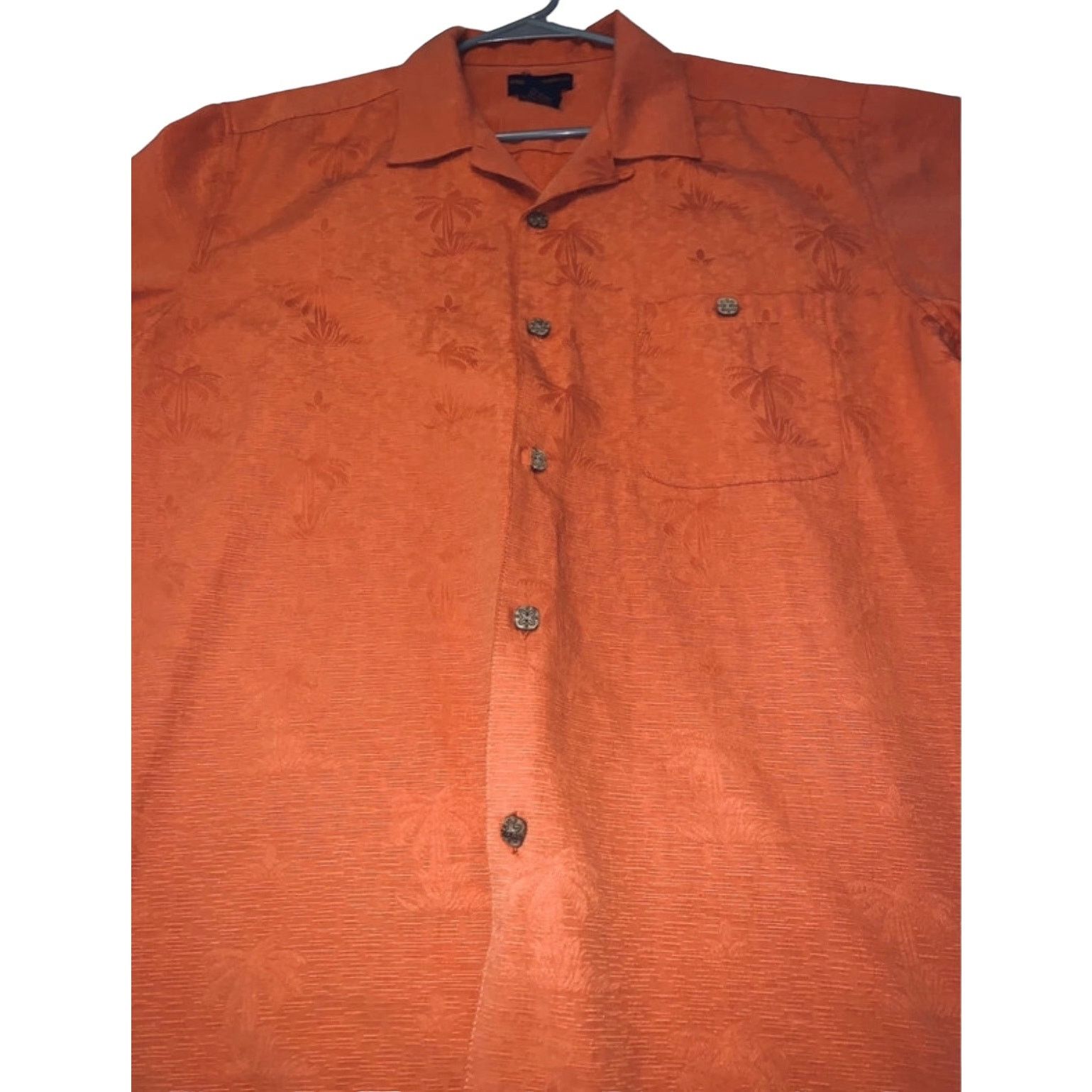 Other Gordon Short Sleeve Button Front Shirt Orange Palm Pattern Size US L / EU 52-54 / 3 - 9 Thumbnail