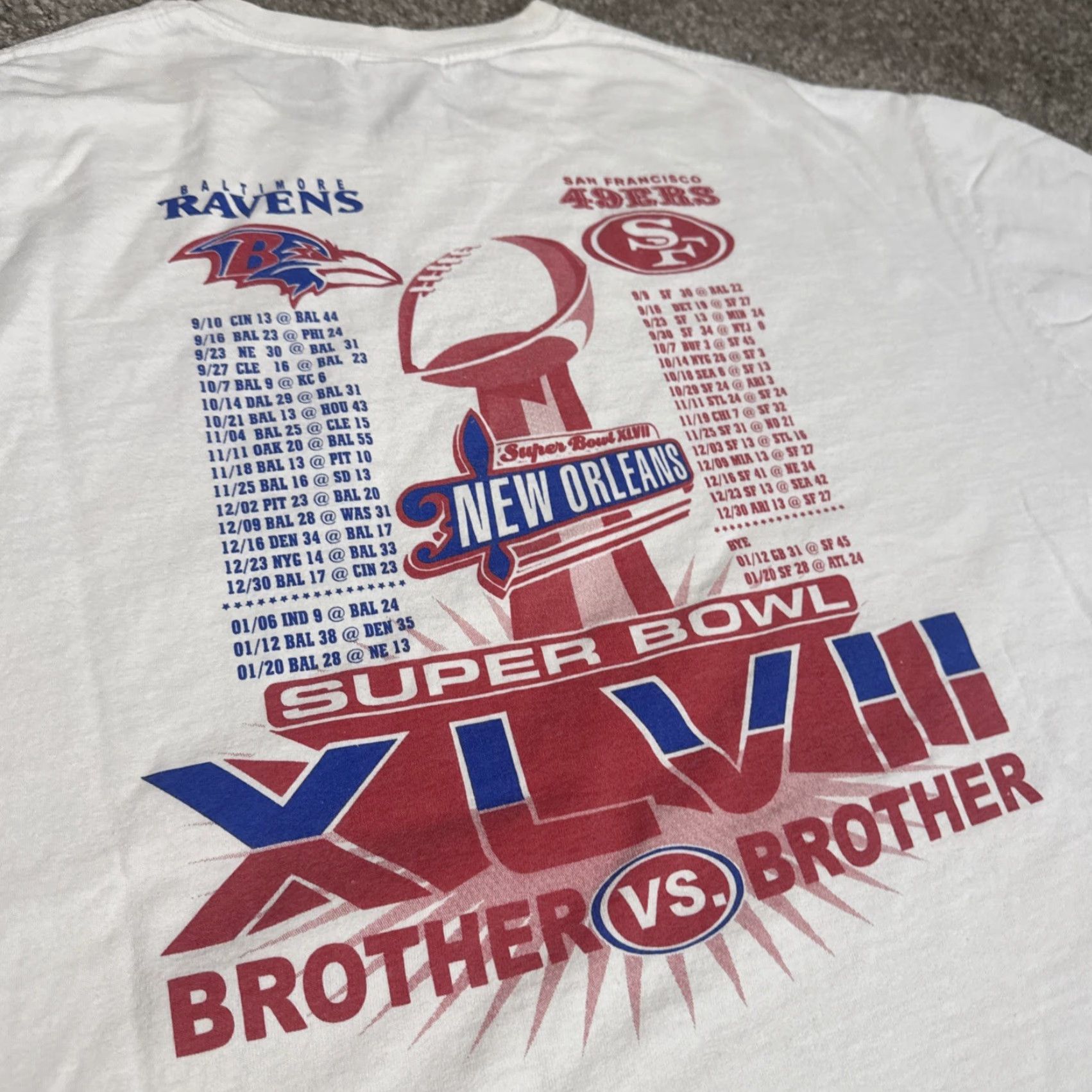 NFL VINTAGE NFL T-Shirt Men XL White Super Bowl XLVII San Francisco 49ers Baltimore Ravens Raven Size US XL / EU 56 / 4 - 6 Thumbnail