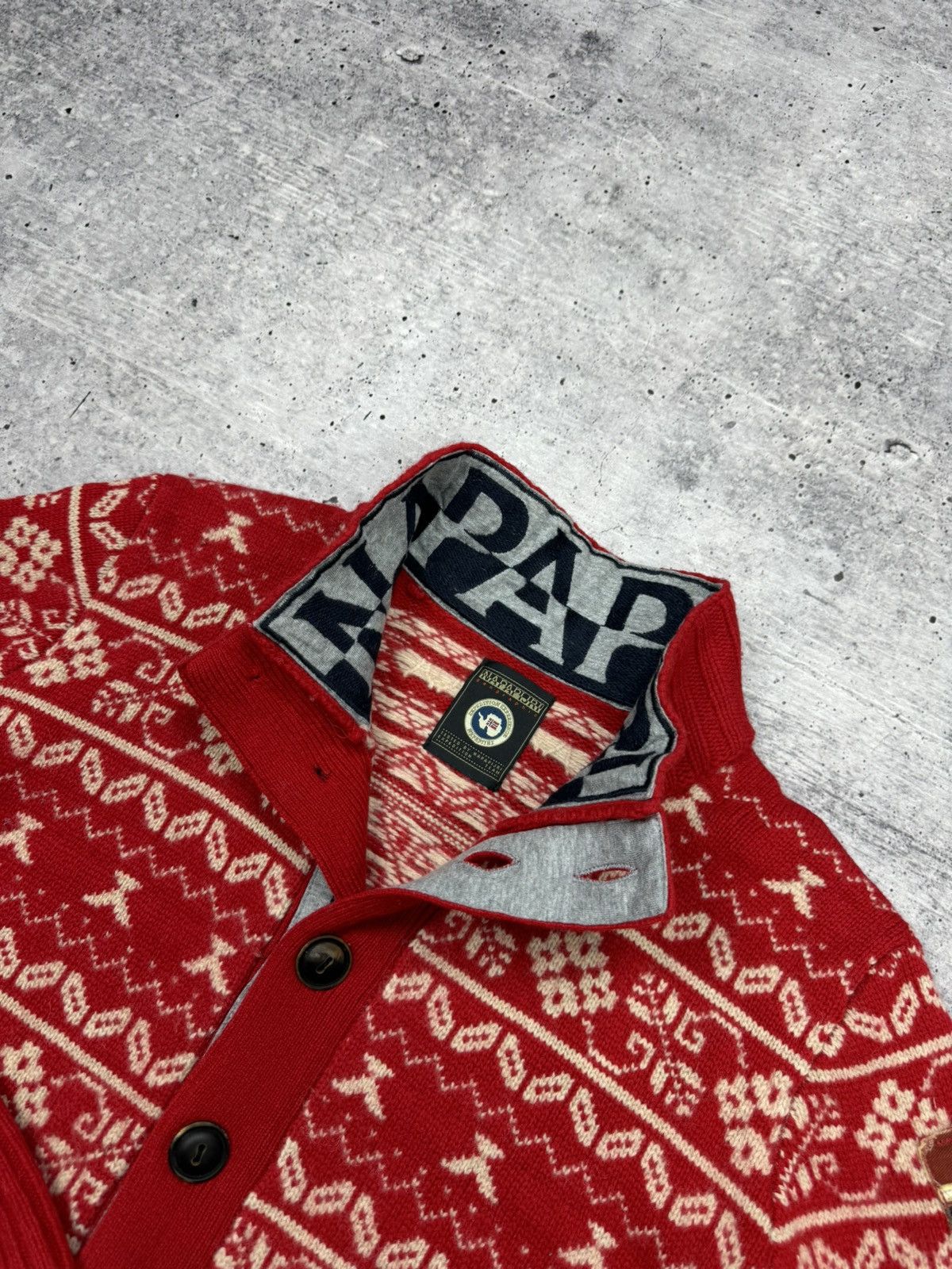 Napapijri × Vintage Vintage Napapijri 90’s Y2K Style Big Logo Rare Wool Sweater Size US L / EU 52-54 / 3 - 7 Thumbnail
