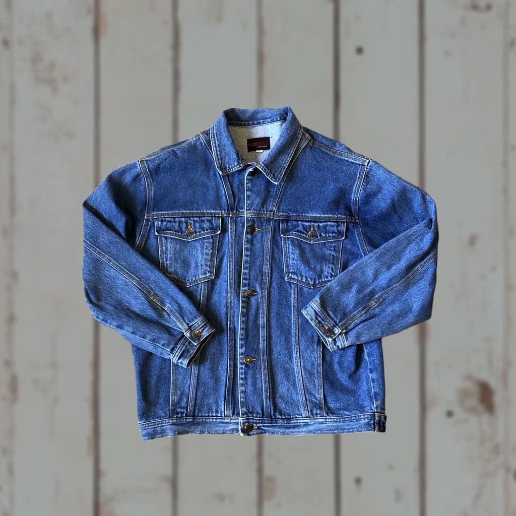 Denime VINTAGE Sunbelt Sportswear Denim Jacket Mens Large Blue Long Pockets Buttons Biker Cotton Shirt/Coat Size US L / EU 52-54 / 3 - 1 Thumbnail