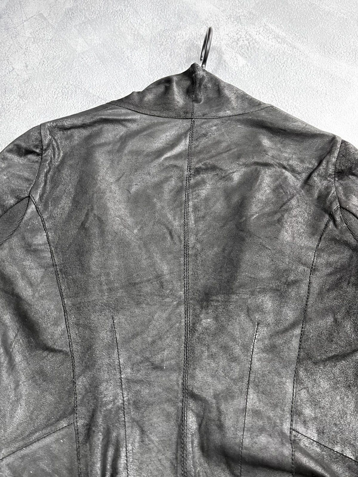 Vintage Vintage Yohji style asymmetric leather avant garde jacket Size M / US 6-8 / IT 42-44 - 9 Thumbnail