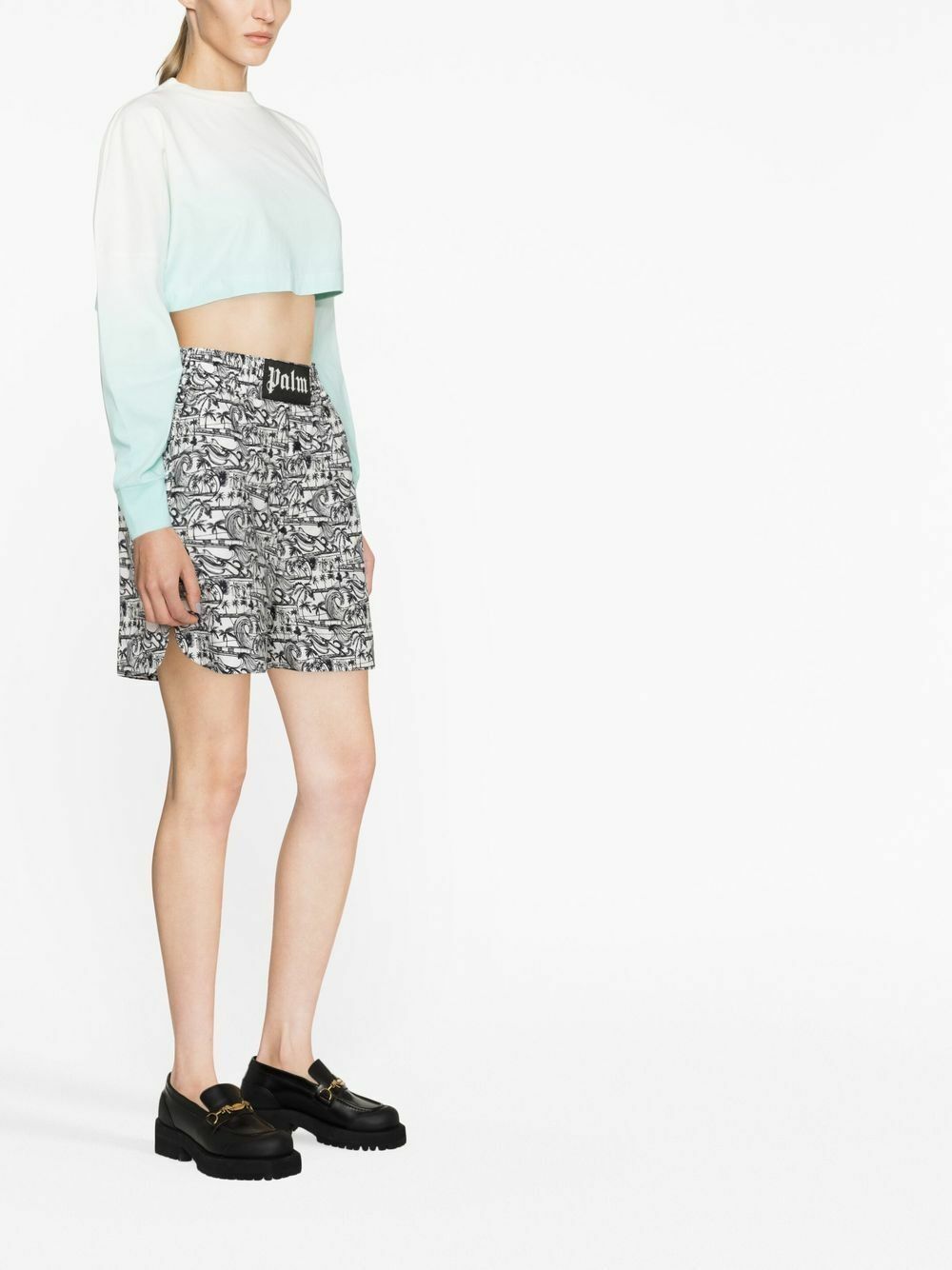 Palm Angels o1y1225 Crop Top in White/Sky Blue Size L / US 10 / IT 46 - 3 Thumbnail