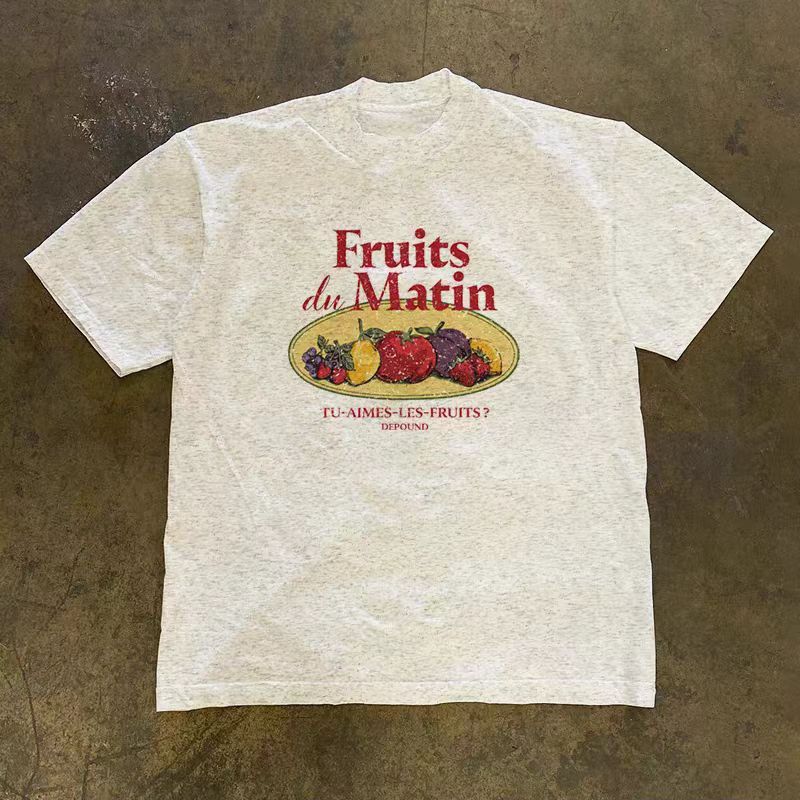 Vintage Grey Washed Vintage Fruit-Print T-Shirt Size US M / EU 48-50 / 2 - 1 Thumbnail