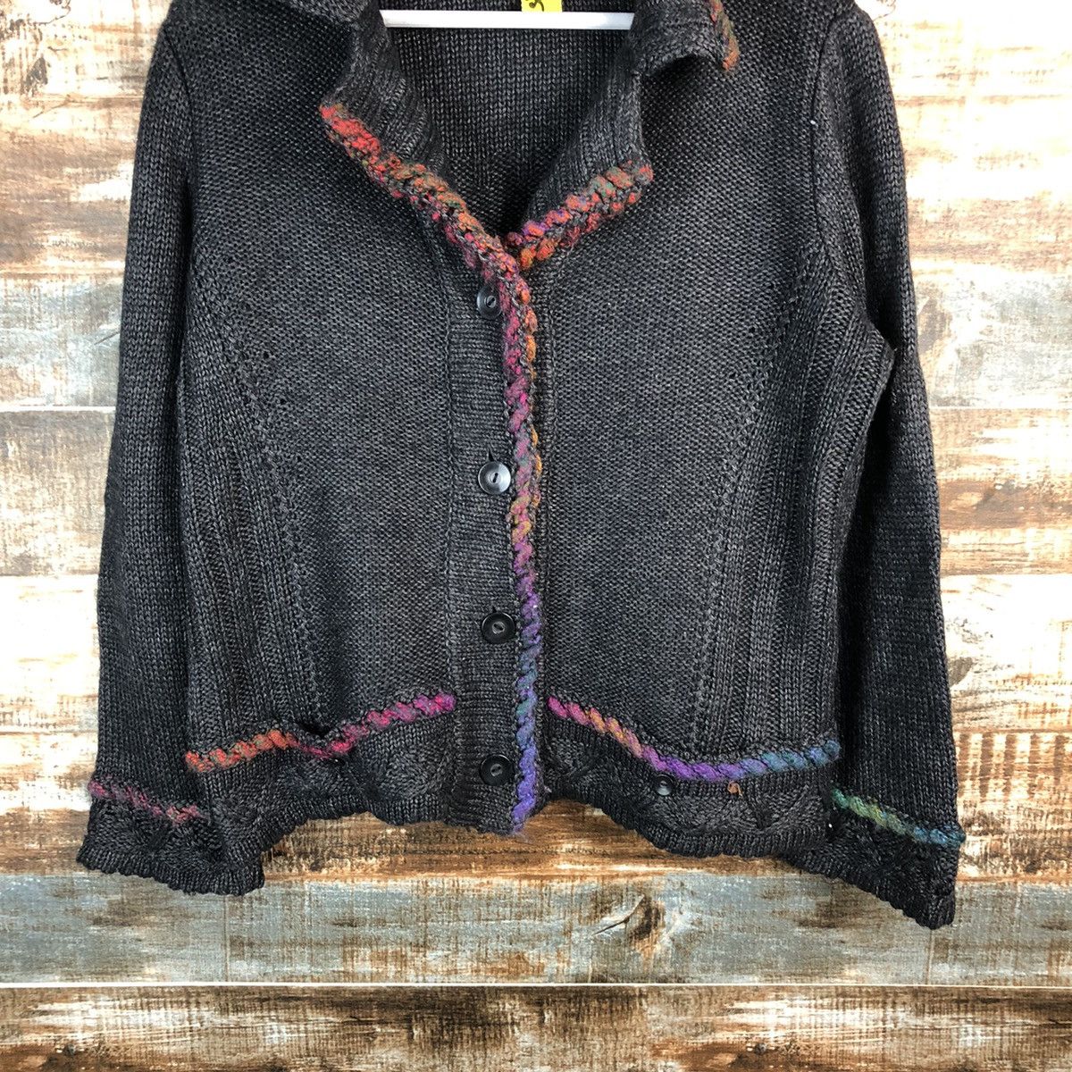 Homespun Knitwear Chaminos V vintage Black Cardigan Knitwear #A1695 Size US M / EU 48-50 / 2 - 6 Thumbnail