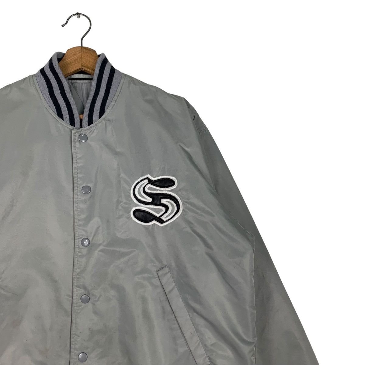 Japanese Brand HILLCROP Grey Varsity Jacket Coach Jacket #0921-C41 Size US M / EU 48-50 / 2 - 5 Thumbnail