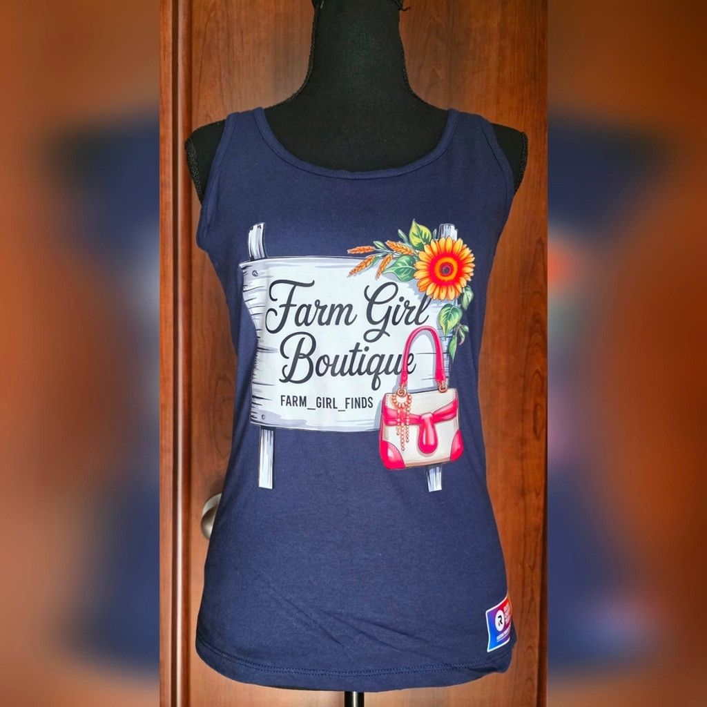 Gildan Navy Farm Girl Boutique Tank Top NWT Size S / US 4 / IT 40 - 1 Thumbnail