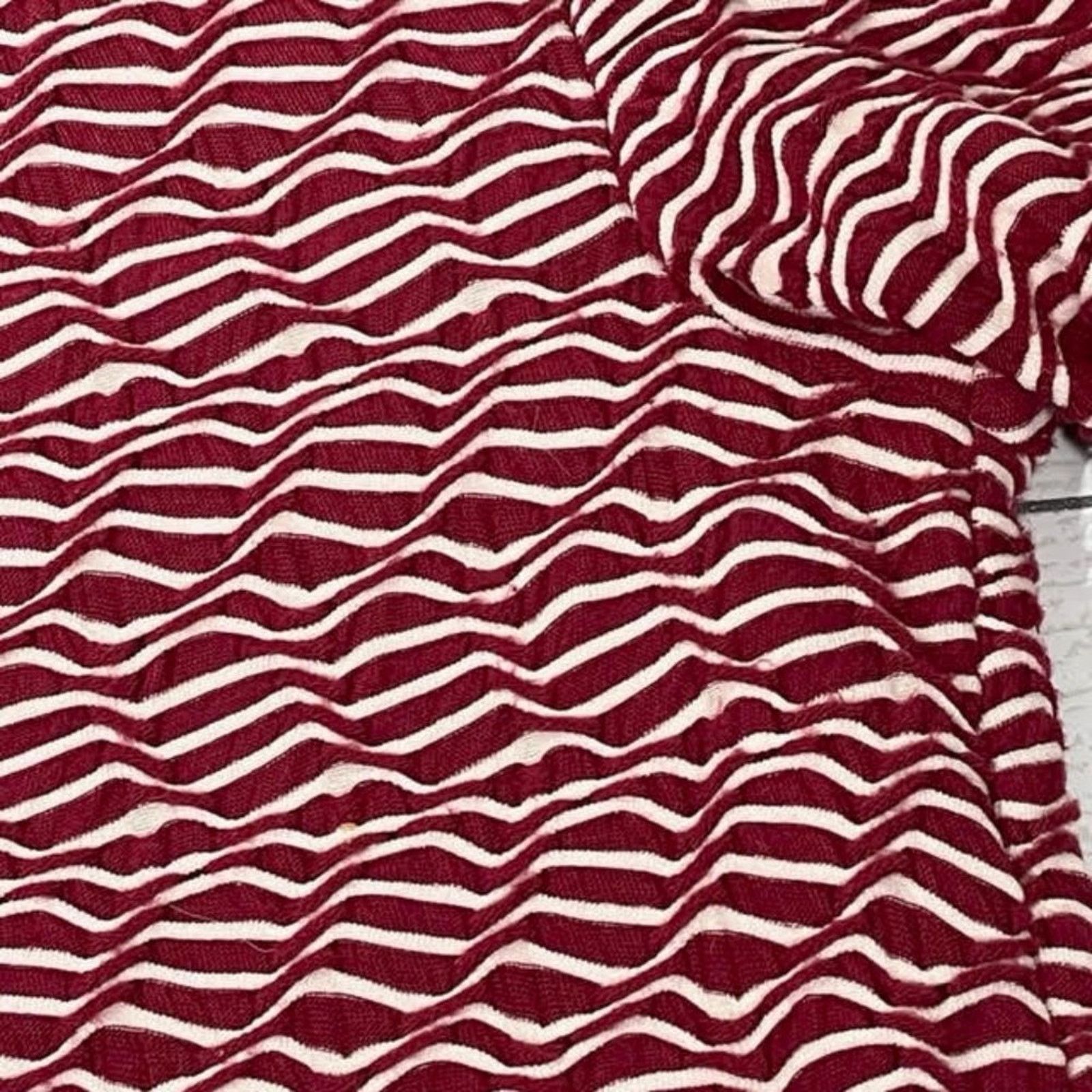 Anthropologie Maeve Anthropologie Burgundy Red White Wavy Stripe Dress Size S / US 4 / IT 40 - 9 Thumbnail