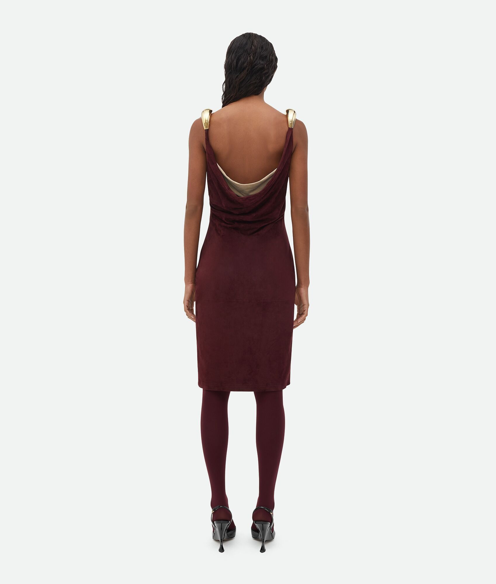 Bottega Veneta o1bcso1str0225 Fluid Suede Midi Dress With Metal Detail Size XS / US 0-2 / IT 36-38 - 3 Thumbnail