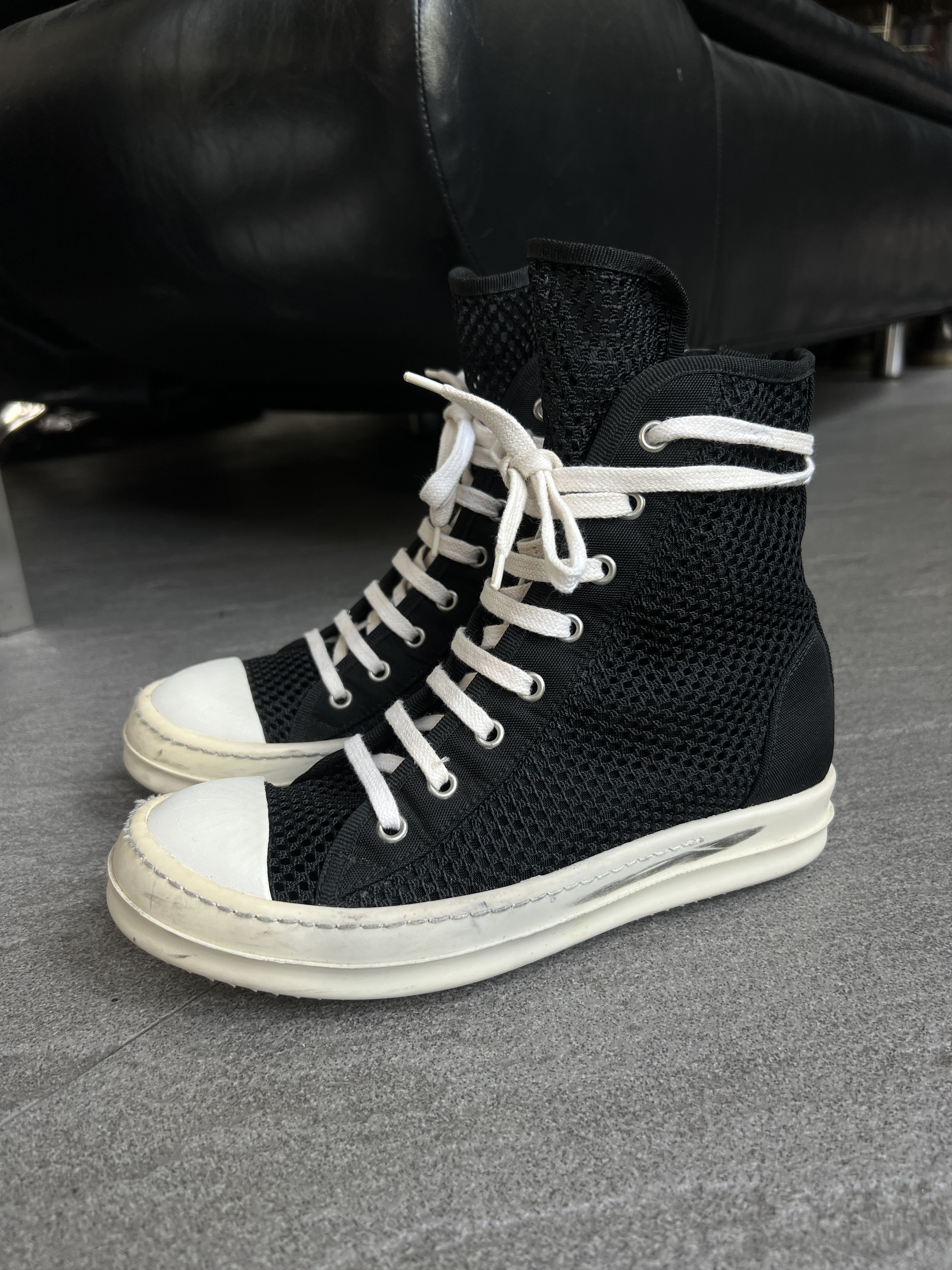 Rick Owens Drkshdw *Rare* Rick Owens DRKSHDW Mesh High Top Ramones EU36 Size US 6 / IT 36 - 4 Thumbnail
