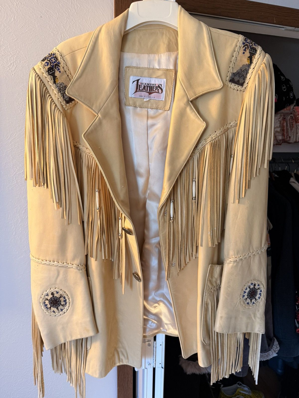 Diamond Leather Collection Diamond leather tassel coat Size US L / EU 52-54 / 3 - 1 Thumbnail