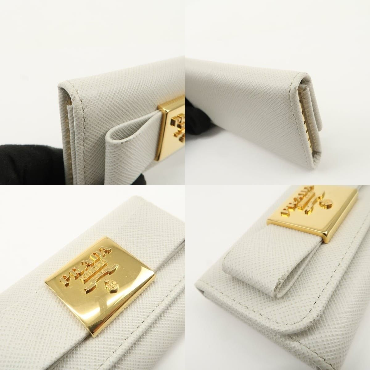 Prada Prada Ribbon Saffiano Key Holder White Size ONE SIZE - 5 Thumbnail