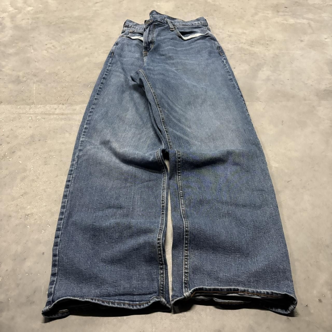 Japanese Brand × Vintage Crazy Vintage Y2K/2000s Grunge Medium Wash Loose Fit Baggy Denim Jeans! Size US 38 / EU 54 - 3 Thumbnail